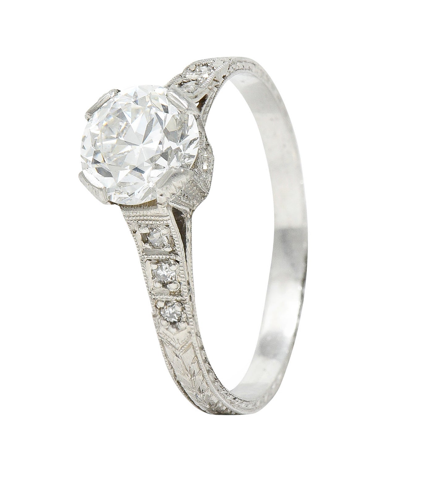 Art Deco 1.12 CTW Diamond Platinum Wheat Engagement RingRing - Wilson's Estate Jewelry