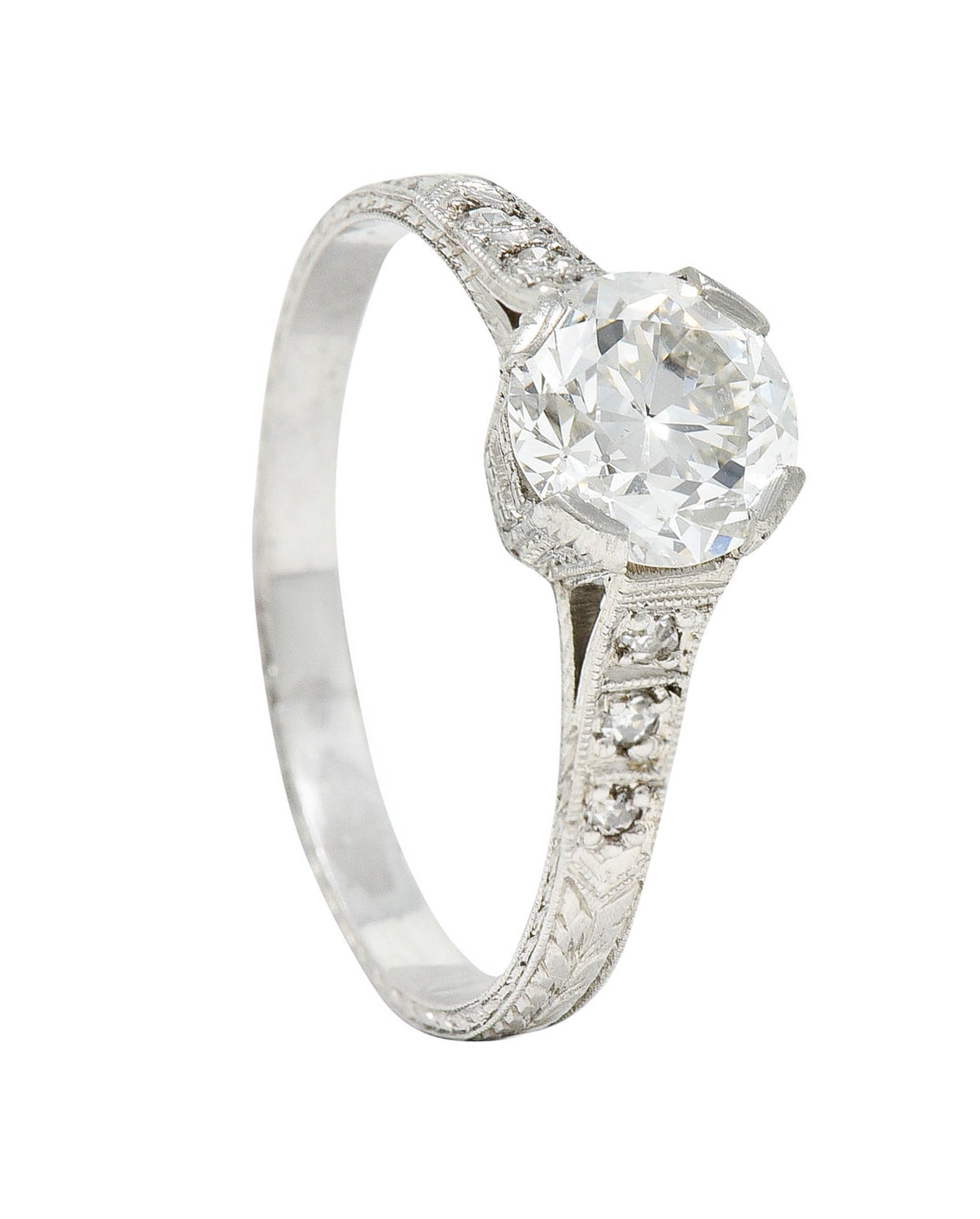 Art Deco 1.12 CTW Diamond Platinum Wheat Engagement RingRing - Wilson's Estate Jewelry