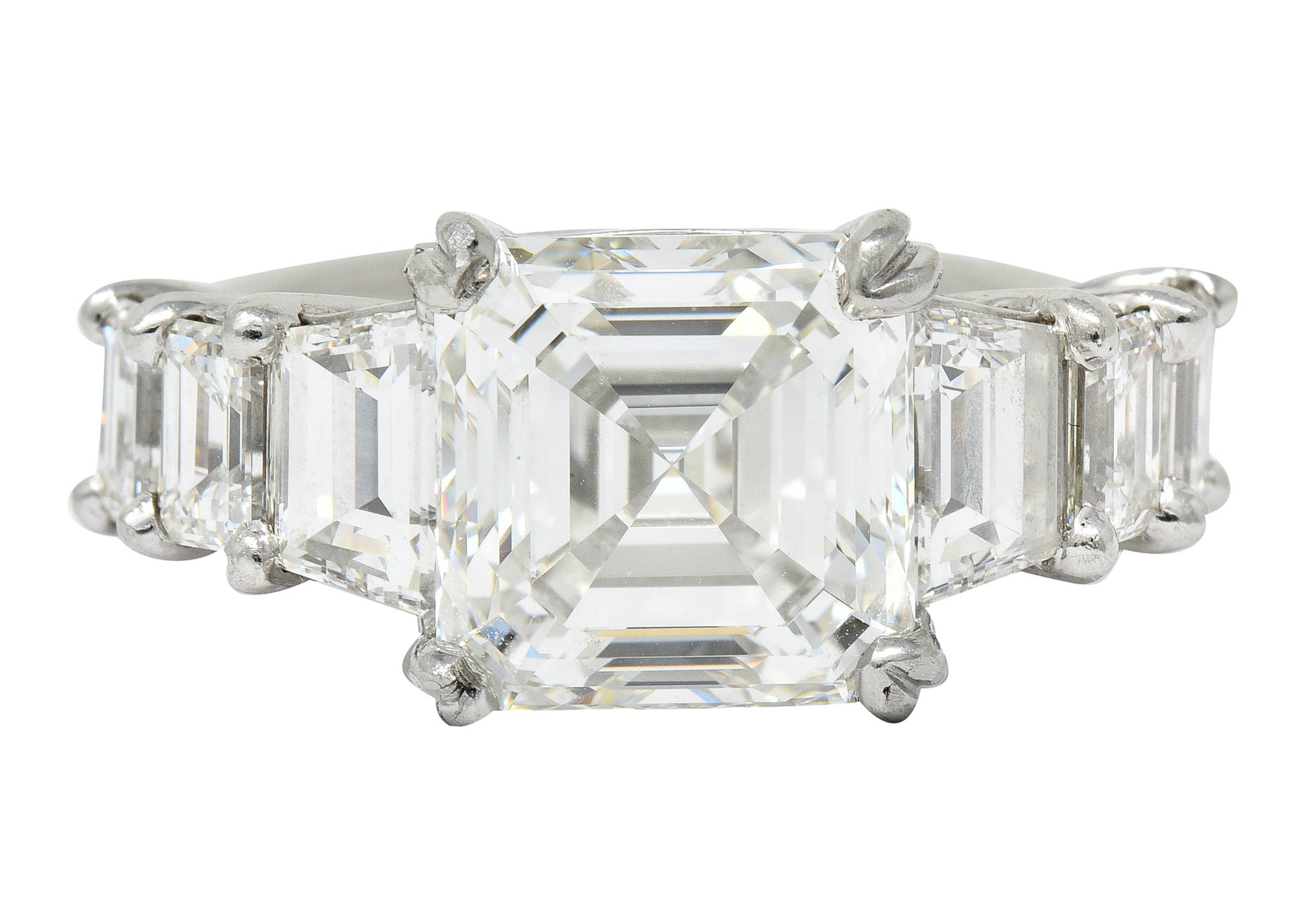 1950's Mid-Century 5.90 CTW Asscher Diamond Platinum Engagement Ring GIARing - Wilson's Estate Jewelry