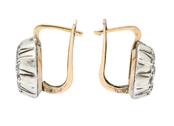 Edwardian 2.00 CTW Diamond Platinum-Topped 14 Karat Gold Cluster EarringsEarrings - Wilson's Estate Jewelry