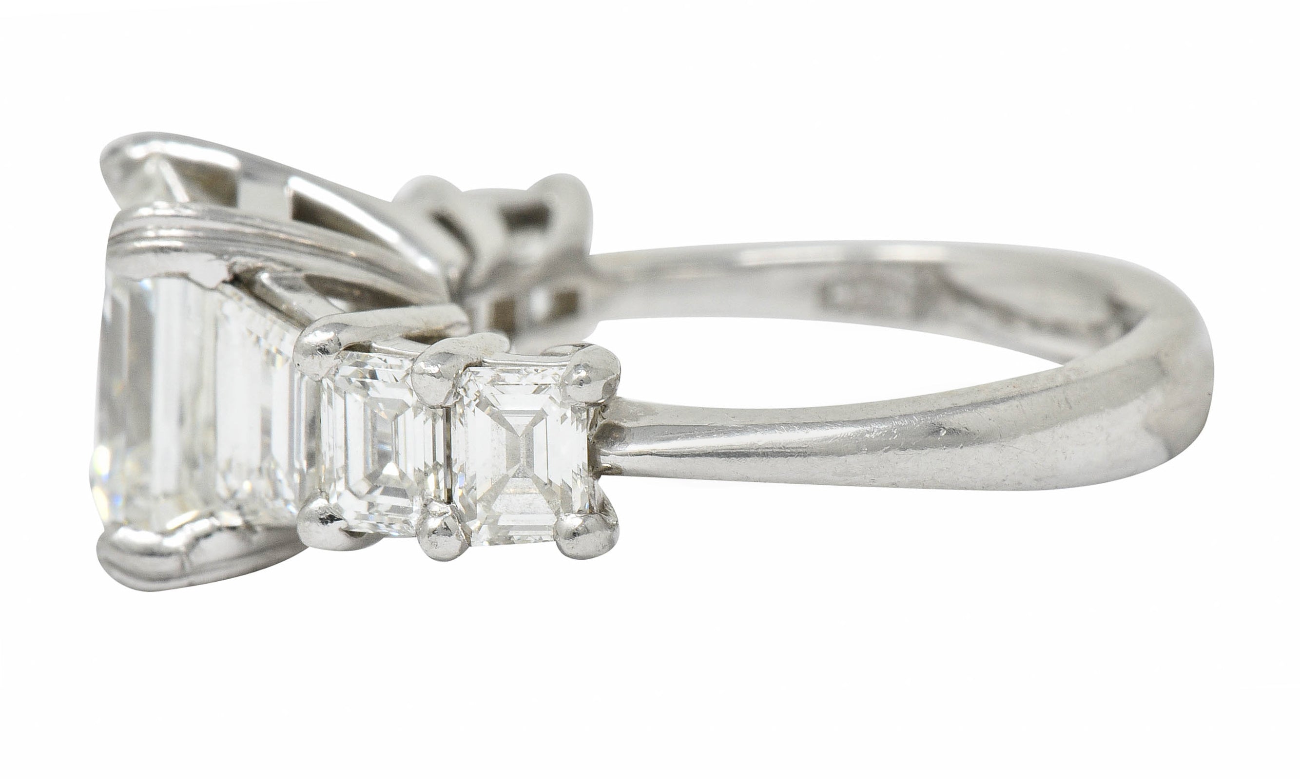 1950's Mid-Century 5.90 CTW Asscher Diamond Platinum Engagement Ring GIARing - Wilson's Estate Jewelry