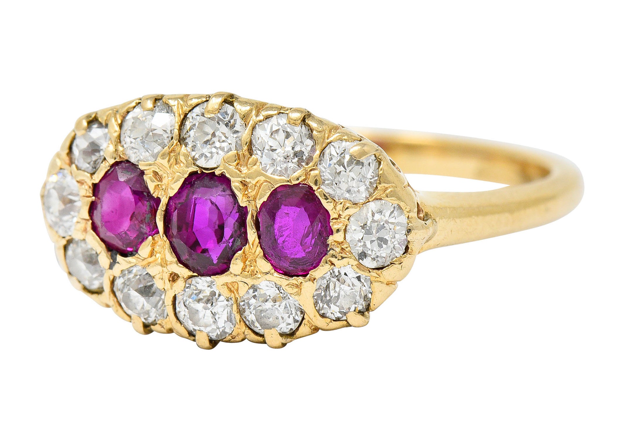 Victorian 1.93 CTW Diamond Ruby 14 Karat Gold Cluster RingRing - Wilson's Estate Jewelry