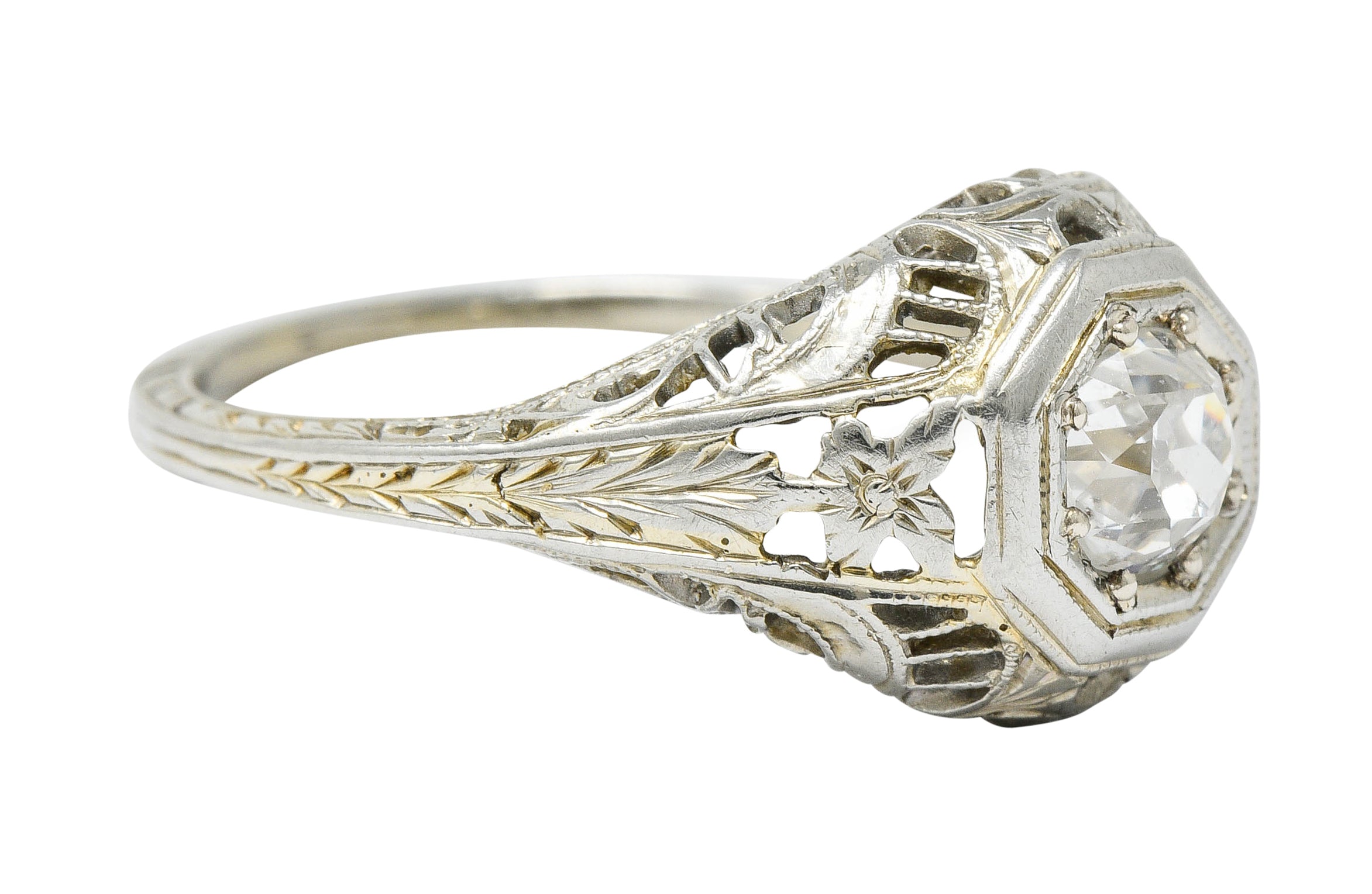 Edwardian 0.44 CTW Diamond 18 Karat White Gold Engagement RingRing - Wilson's Estate Jewelry