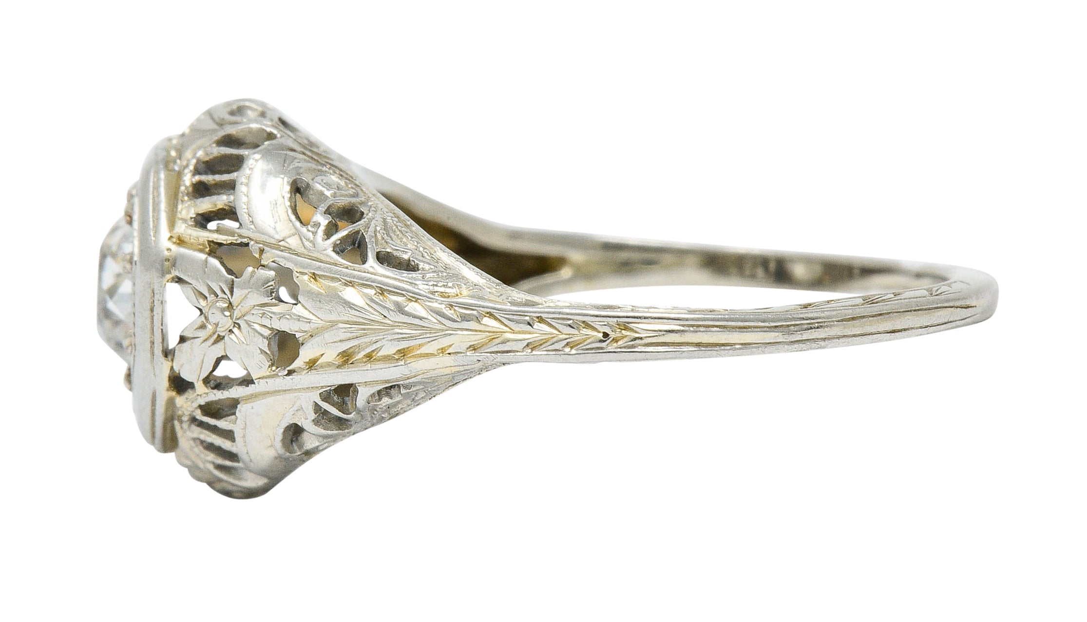 Edwardian 0.44 CTW Diamond 18 Karat White Gold Engagement RingRing - Wilson's Estate Jewelry