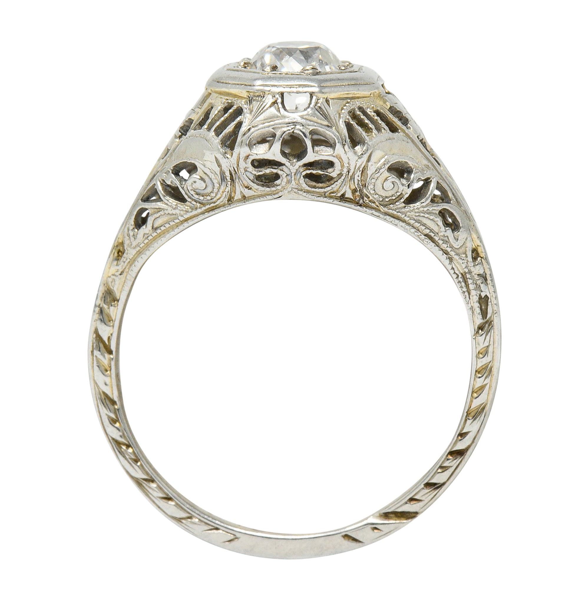 Edwardian 0.44 CTW Diamond 18 Karat White Gold Engagement RingRing - Wilson's Estate Jewelry