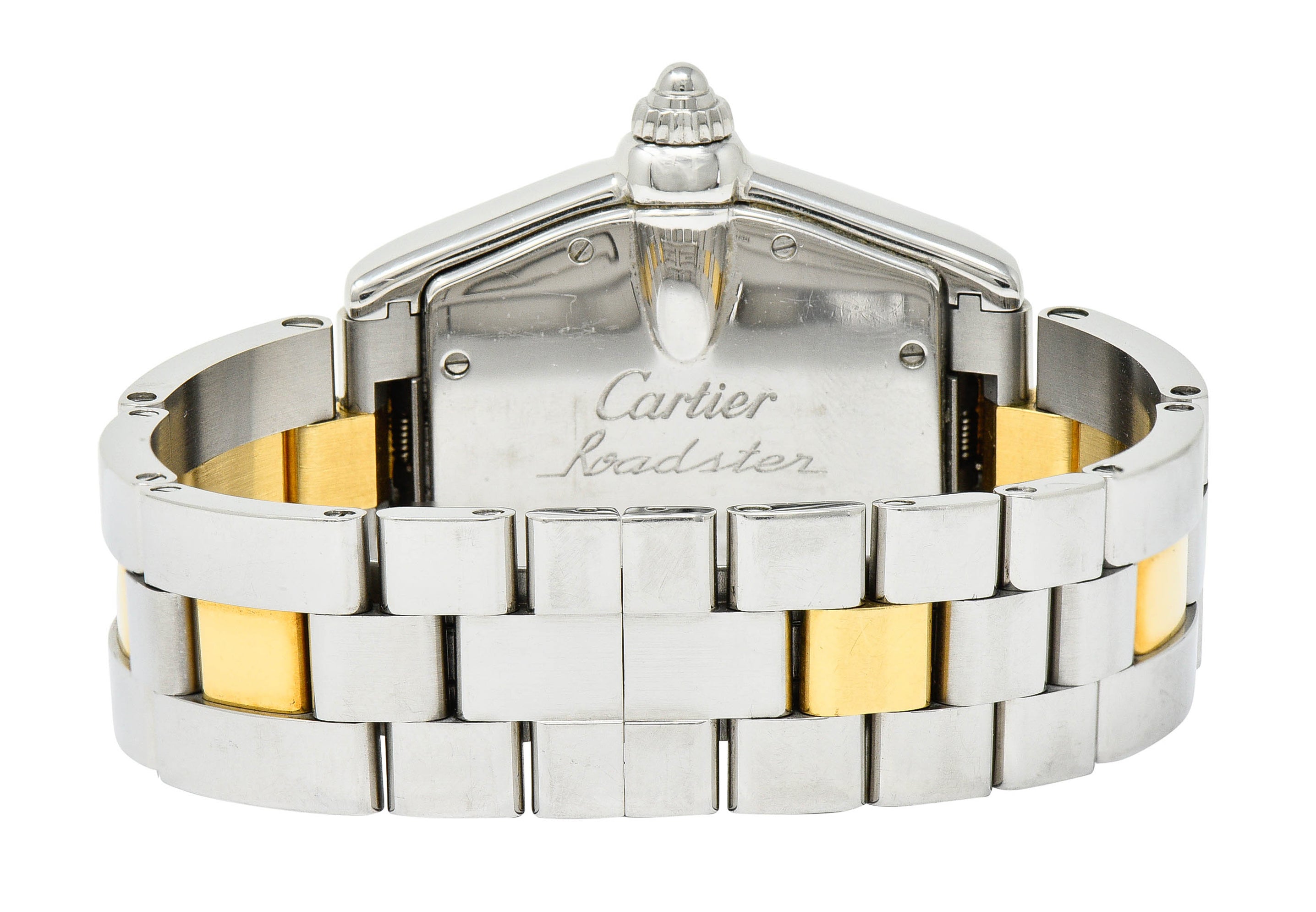 Cartier Roadster Unisex Large Two-Tone 18K Gold Automatic Silver Dial Men's Watch 2510bracelet - Wilson's Estate Jewelry