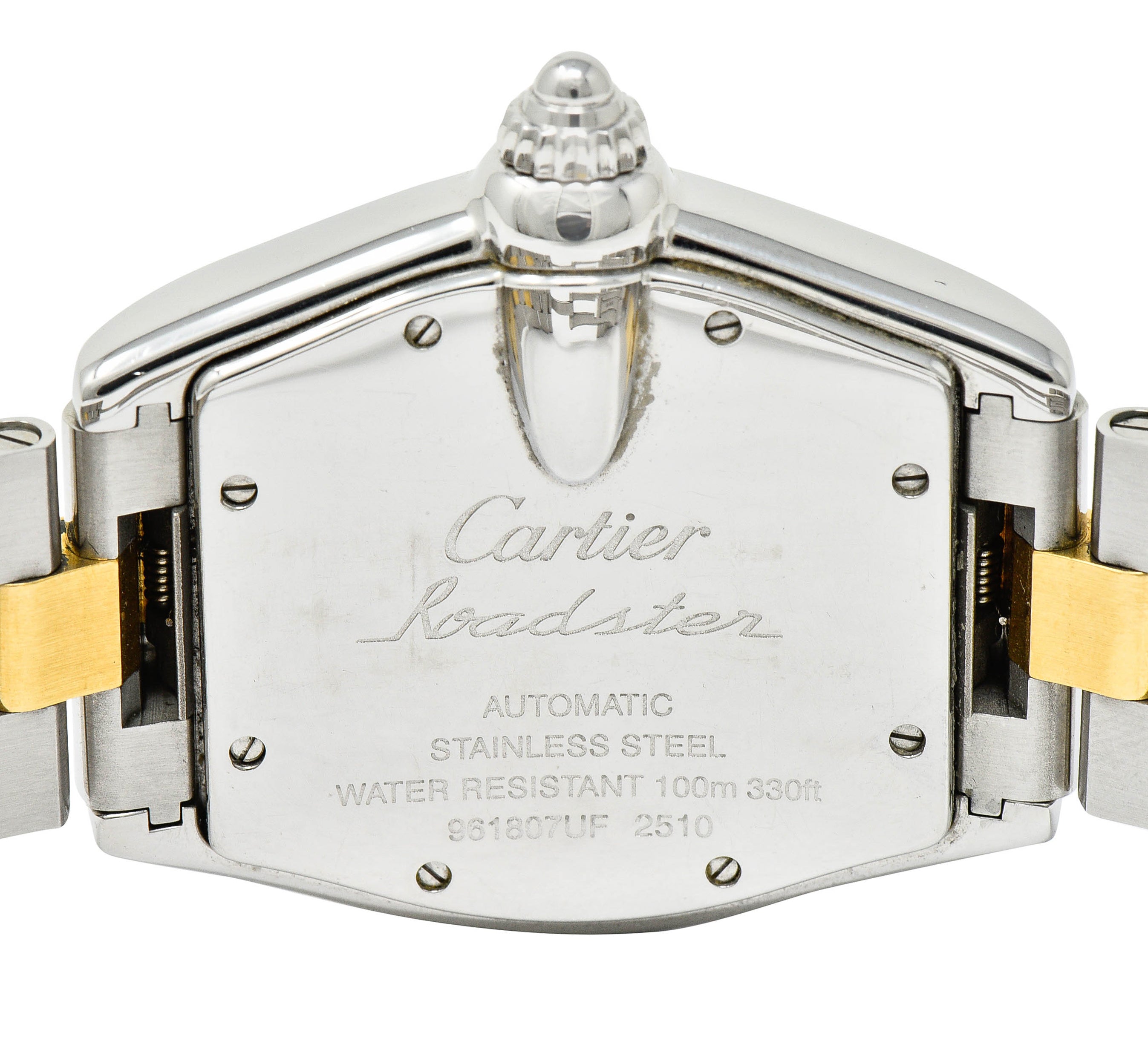 Cartier Roadster Unisex Large Two-Tone 18K Gold Automatic Silver Dial Men's Watch 2510bracelet - Wilson's Estate Jewelry