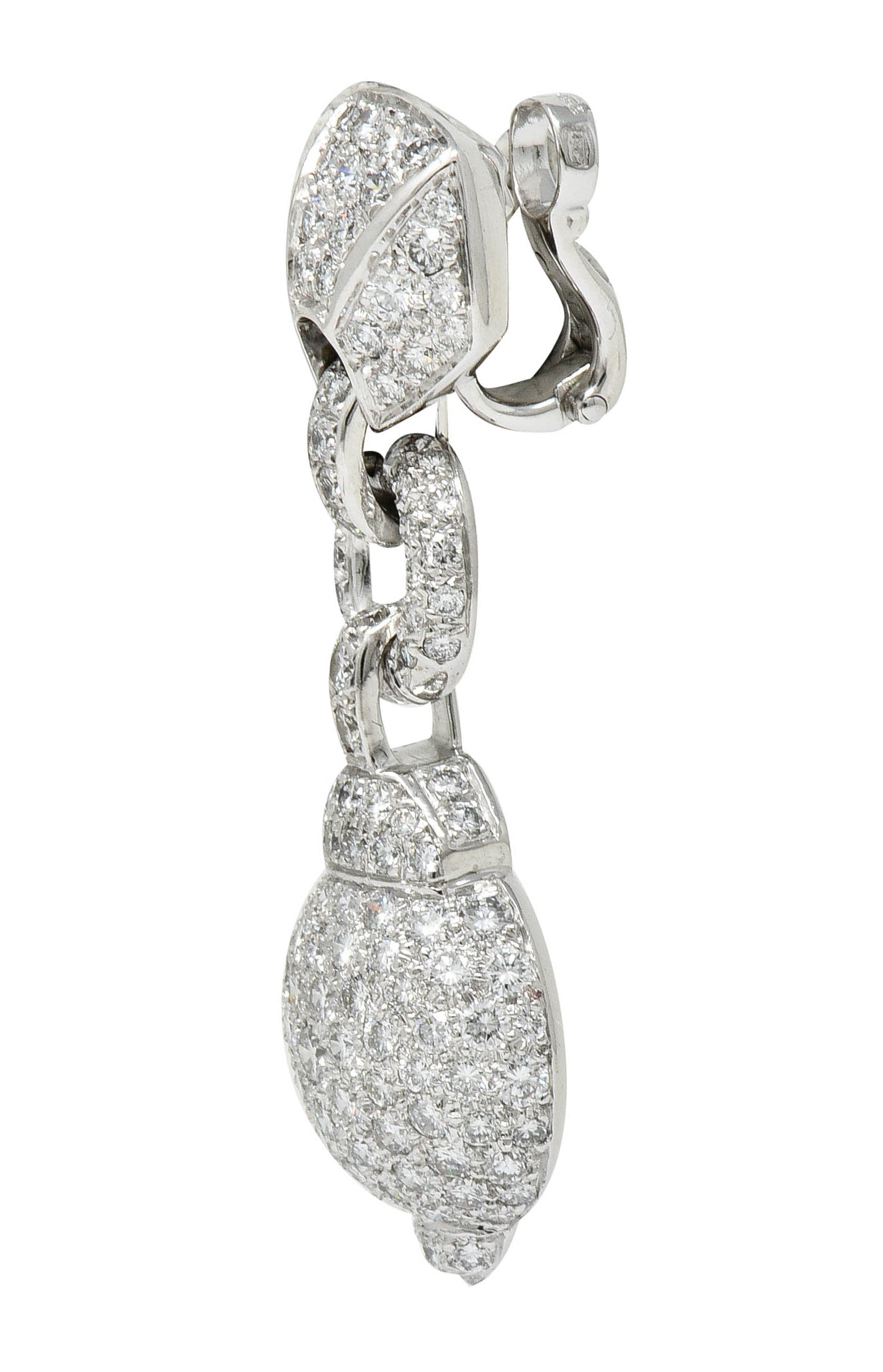 Cartier 7.50 CTW Diamond 18 Karat White Gold Vintage Drop Ear-Clip EarringsEarrings - Wilson's Estate Jewelry