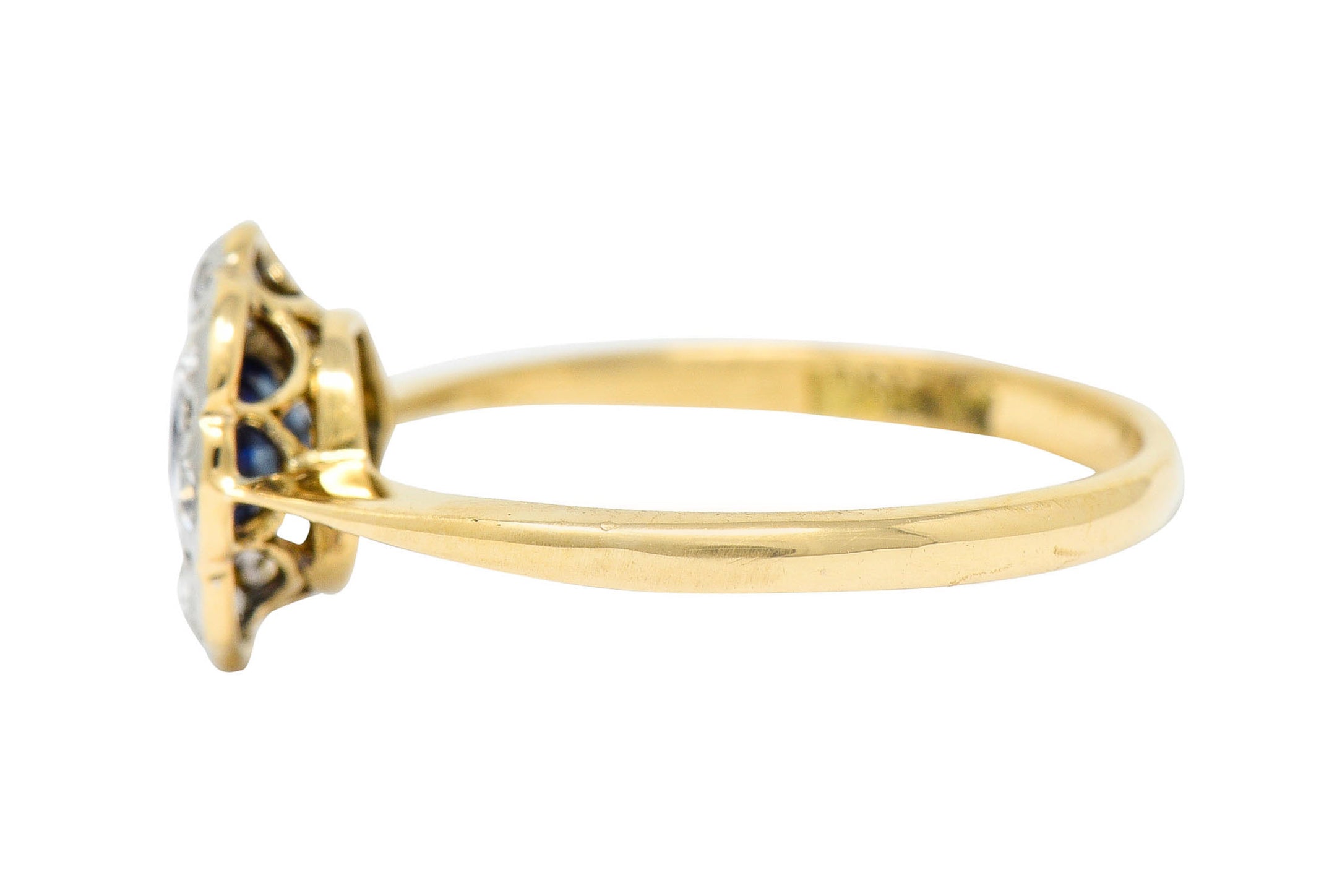 Edwardian 0.73 CTW Sapphire Diamond Platinum-Topped 19 Karat Gold Cluster RingRing - Wilson's Estate Jewelry