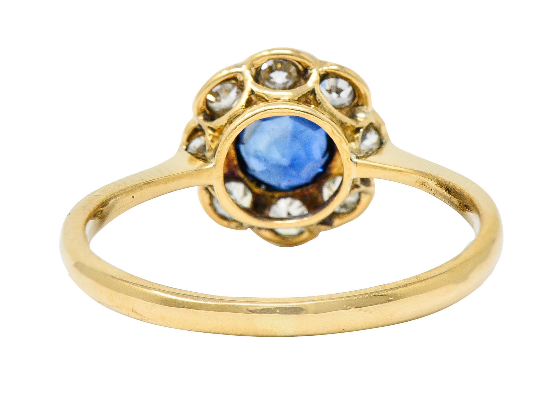 Edwardian 0.73 CTW Sapphire Diamond Platinum-Topped 19 Karat Gold Cluster RingRing - Wilson's Estate Jewelry