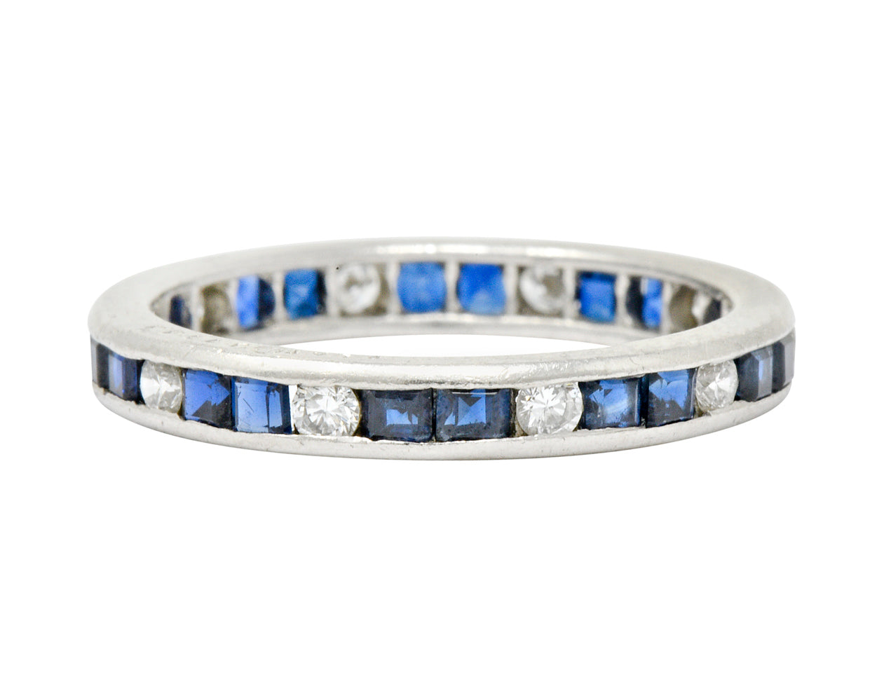 Oscar Heyman Brothers 1.10 CTW Sapphire Diamond Platinum Eternity Band Ring Wilson's Estate Jewelry