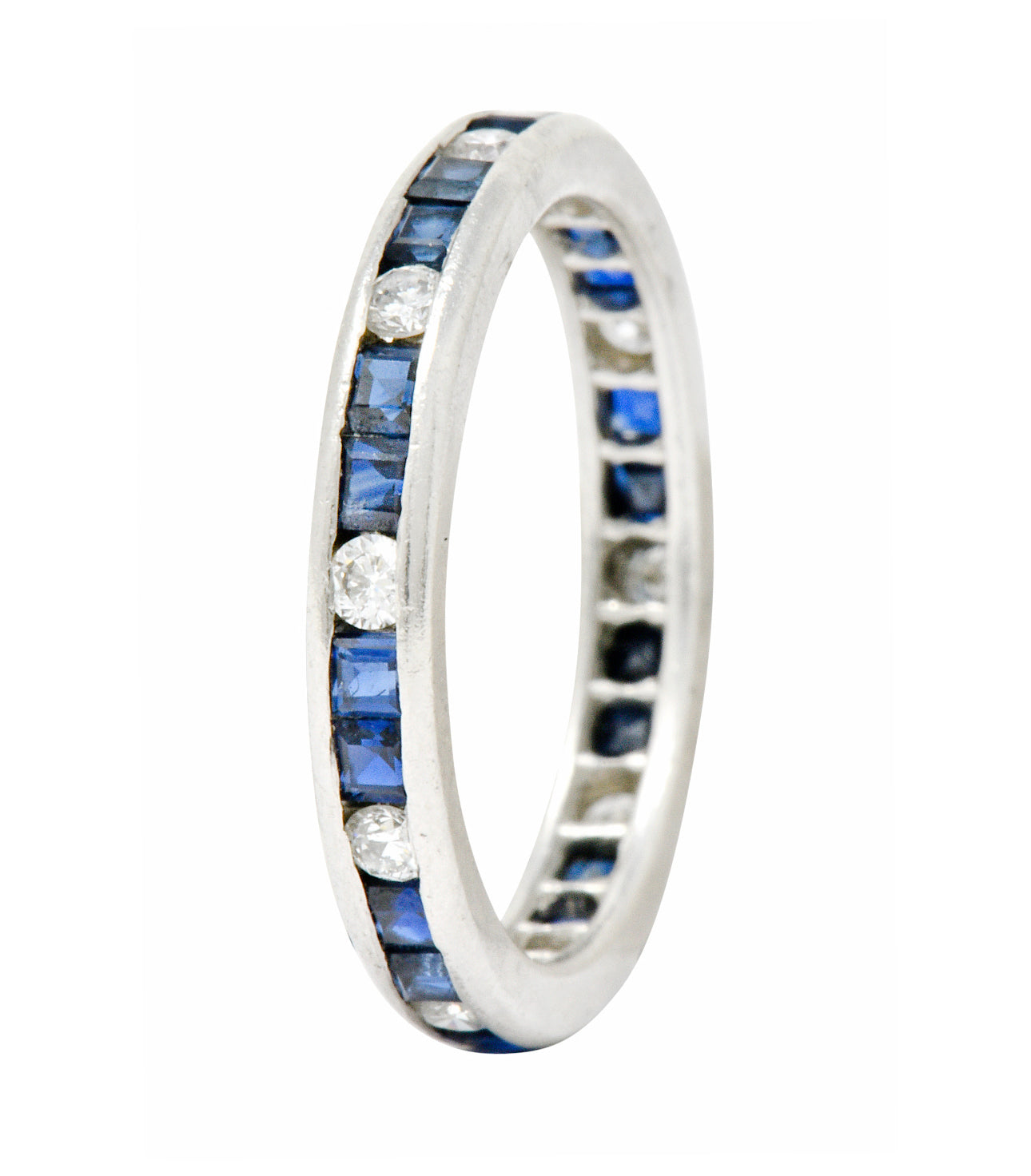 Oscar Heyman Brothers 1.10 CTW Sapphire Diamond Platinum Eternity Band Ring Wilson's Estate Jewelry