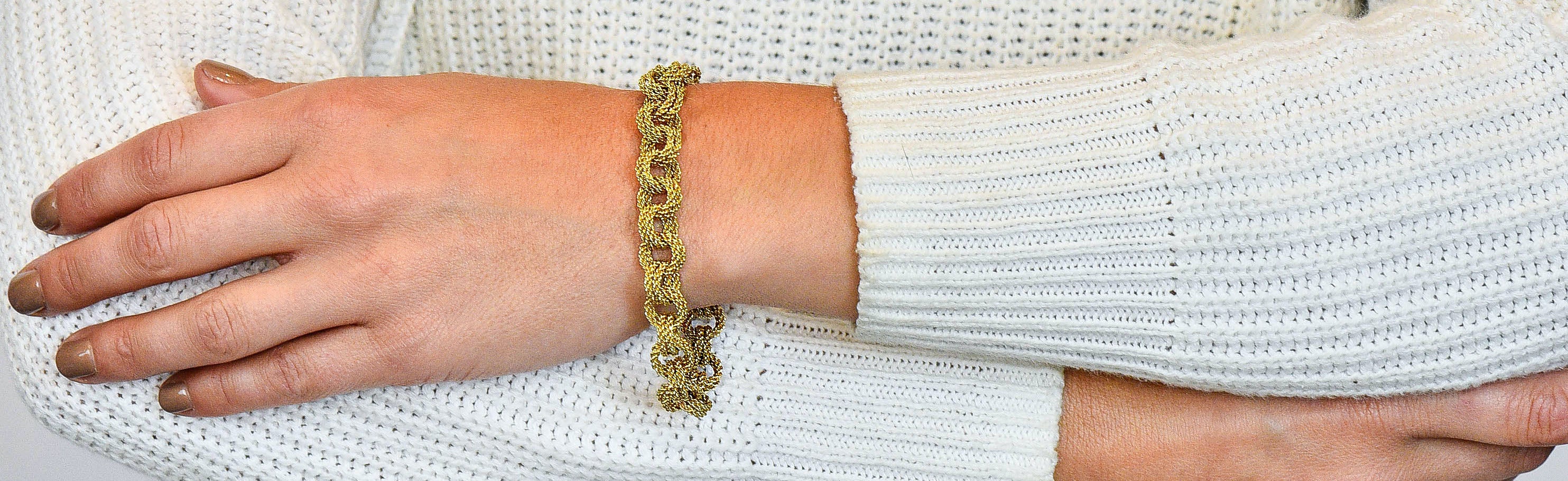 Vintage 18 Karat Yellow Gold Twisted Rope Double Rolo Link Braceletbracelet - Wilson's Estate Jewelry