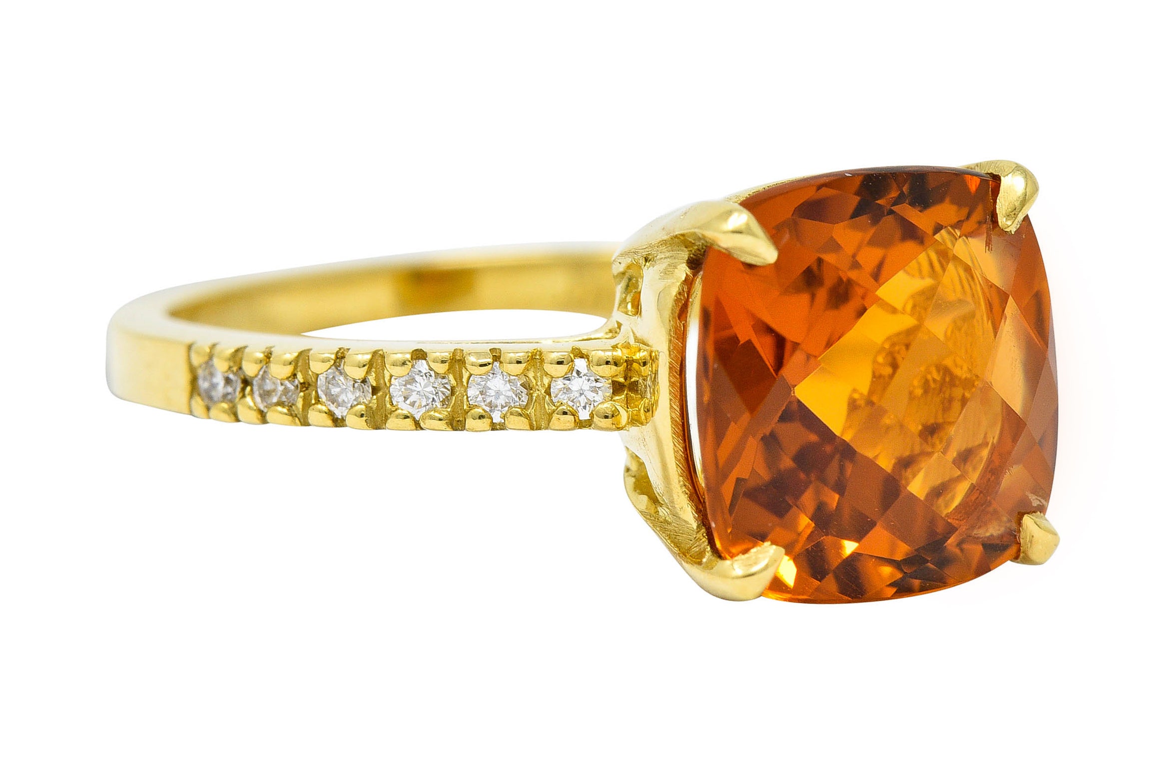 Cognac Citrine Diamond 18 Karat Gold Gemstone Statement RingRing - Wilson's Estate Jewelry