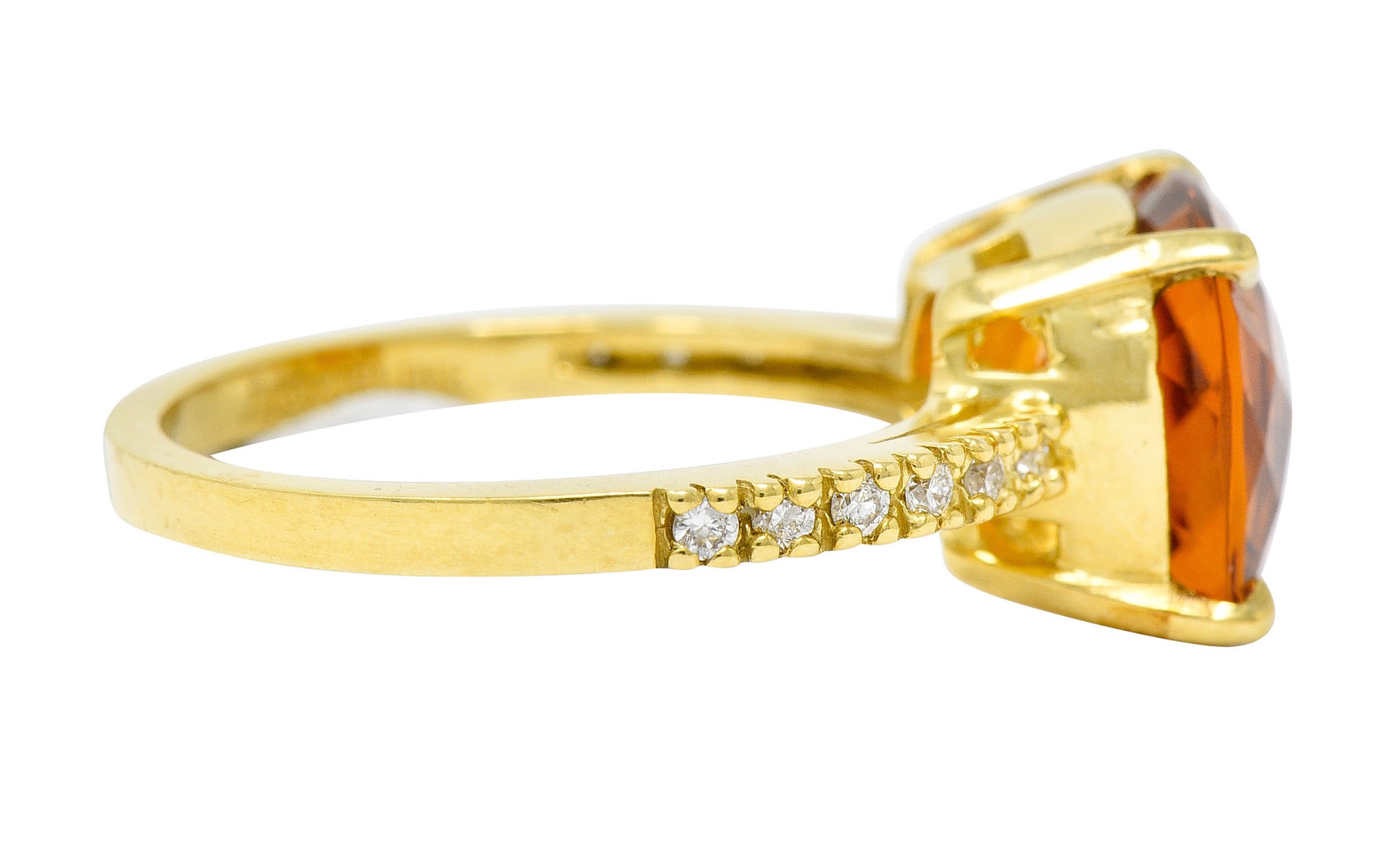 Cognac Citrine Diamond 18 Karat Gold Gemstone Statement RingRing - Wilson's Estate Jewelry