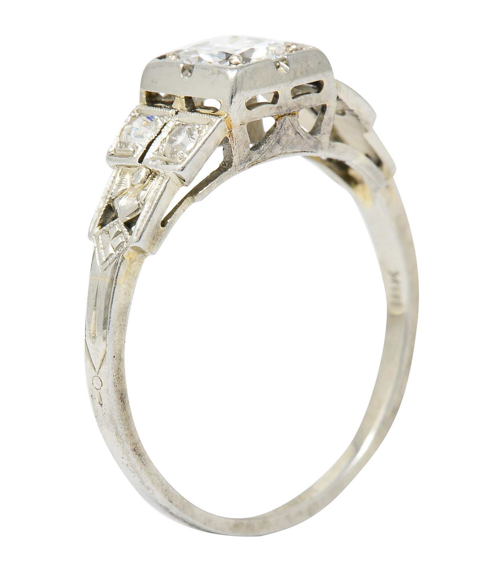 Early Retro 0.65 CTW Diamond 18 Karat White Gold Engagement RingRing - Wilson's Estate Jewelry