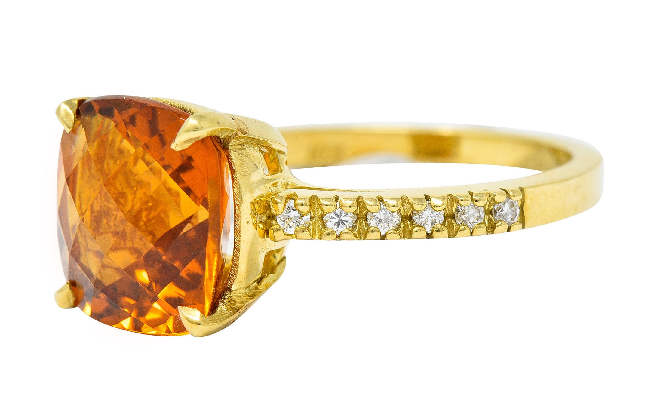 Cognac Citrine Diamond 18 Karat Gold Gemstone Statement RingRing - Wilson's Estate Jewelry