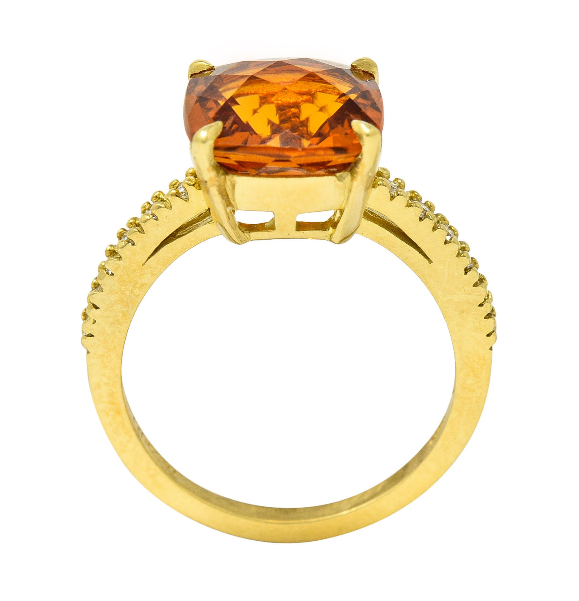 Cognac Citrine Diamond 18 Karat Gold Gemstone Statement RingRing - Wilson's Estate Jewelry