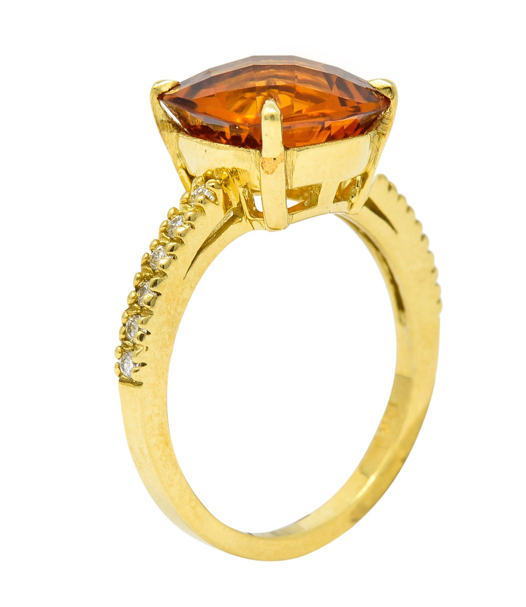 Cognac Citrine Diamond 18 Karat Gold Gemstone Statement RingRing - Wilson's Estate Jewelry