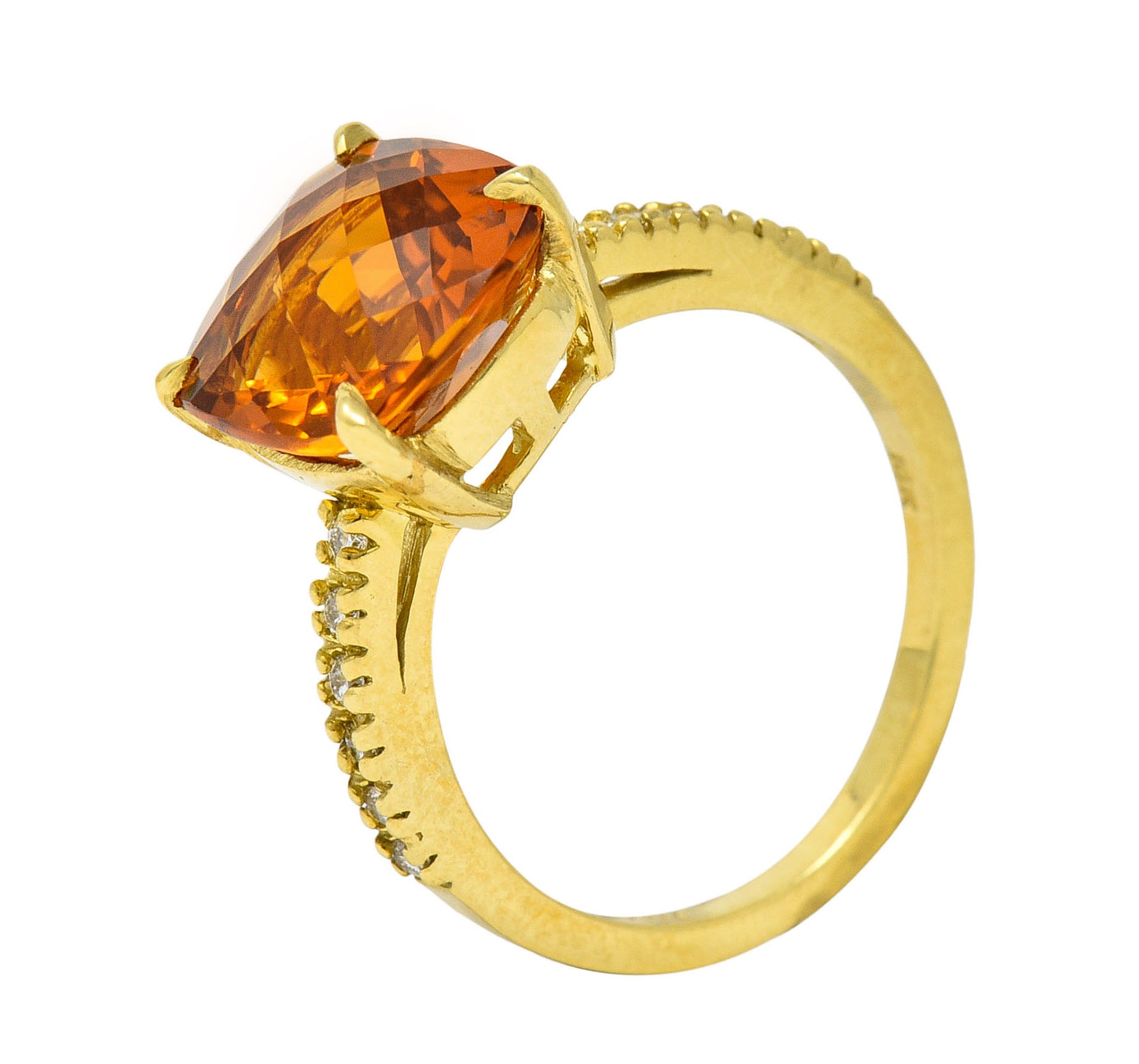 Cognac Citrine Diamond 18 Karat Gold Gemstone Statement RingRing - Wilson's Estate Jewelry