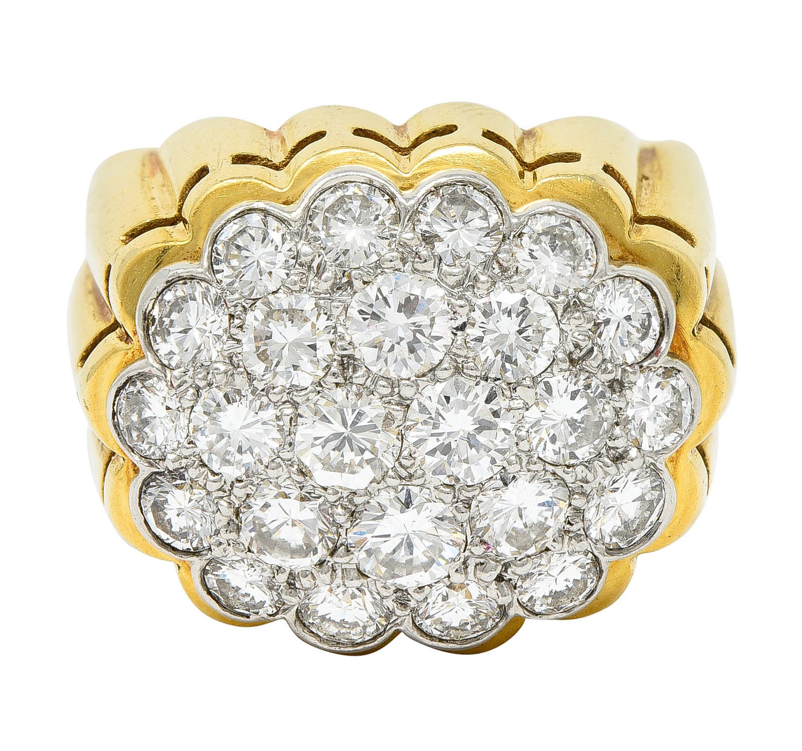 Van Cleef & Arpels 1970's 2.65 CTW Pave Diamond Platinum 18 Karat Gold Band RingRing - Wilson's Estate Jewelry