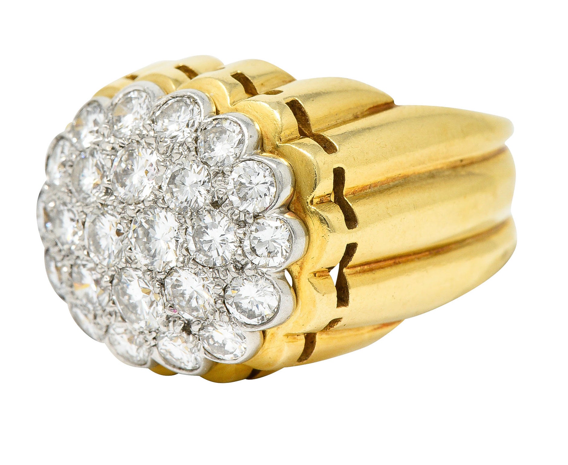 Van Cleef & Arpels 1970's 2.65 CTW Pave Diamond Platinum 18 Karat Gold Band RingRing - Wilson's Estate Jewelry