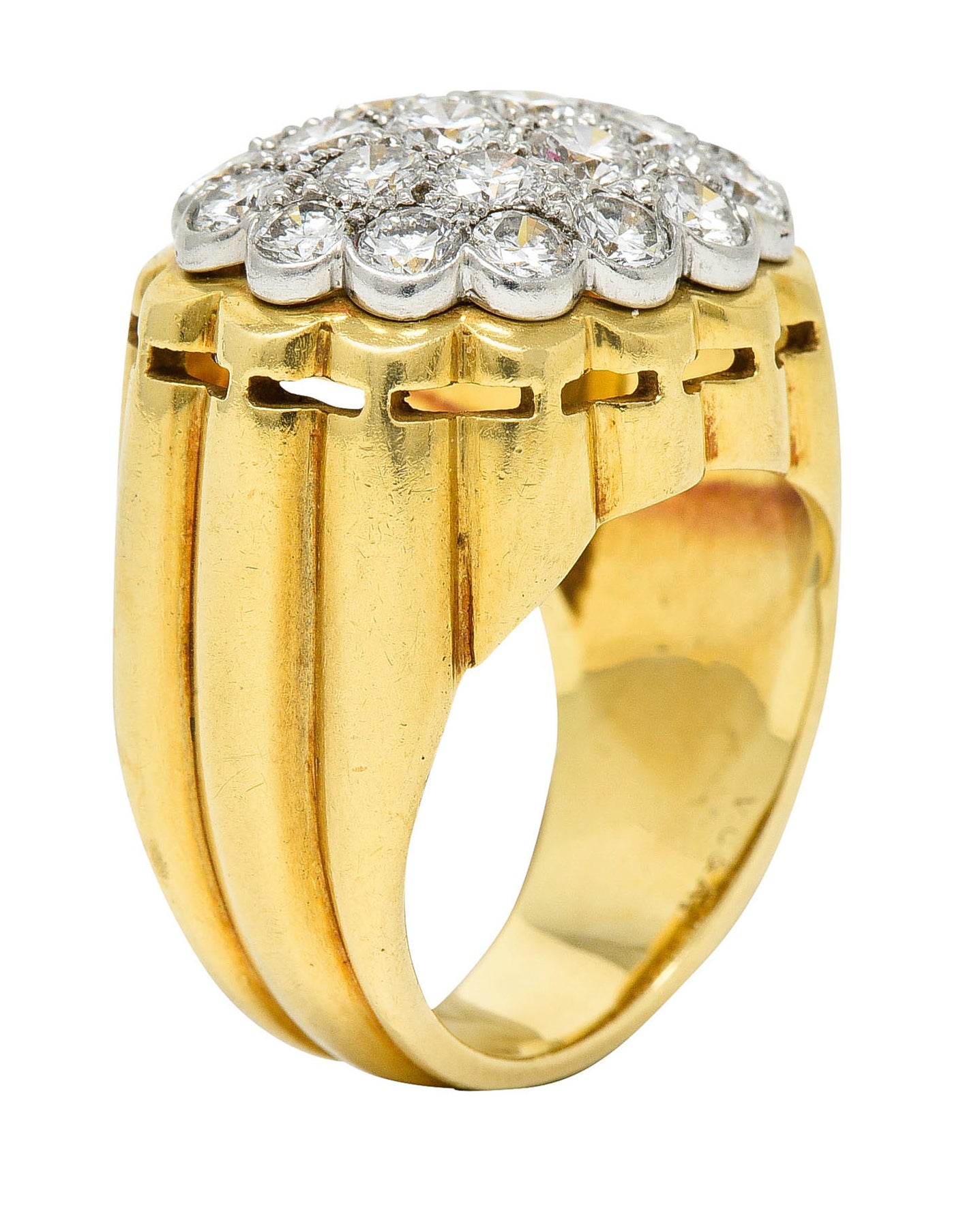 Van Cleef & Arpels 1970's 2.65 CTW Pave Diamond Platinum 18 Karat Gold Band RingRing - Wilson's Estate Jewelry