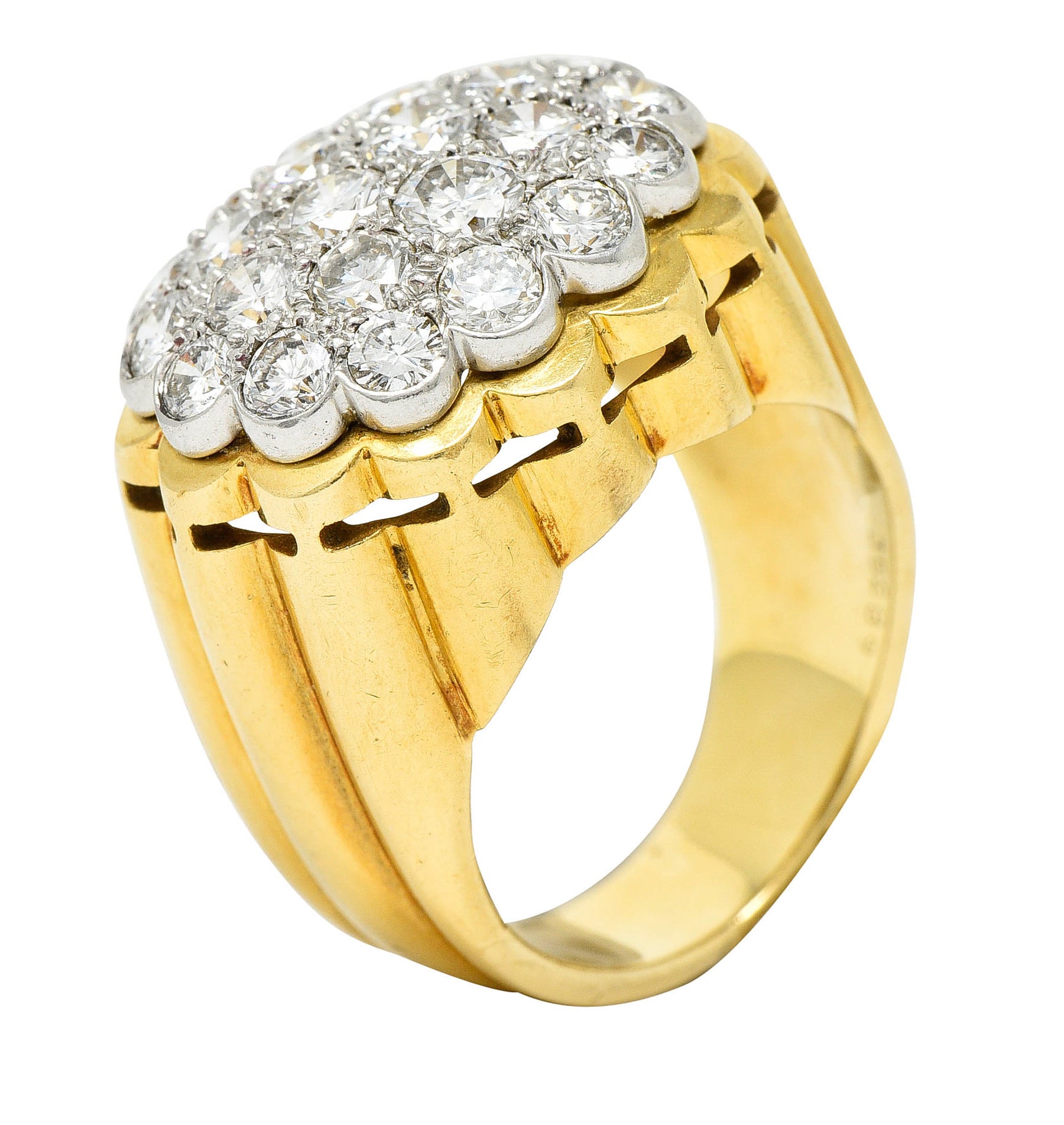 Van Cleef & Arpels 1970's 2.65 CTW Pave Diamond Platinum 18 Karat Gold Band RingRing - Wilson's Estate Jewelry