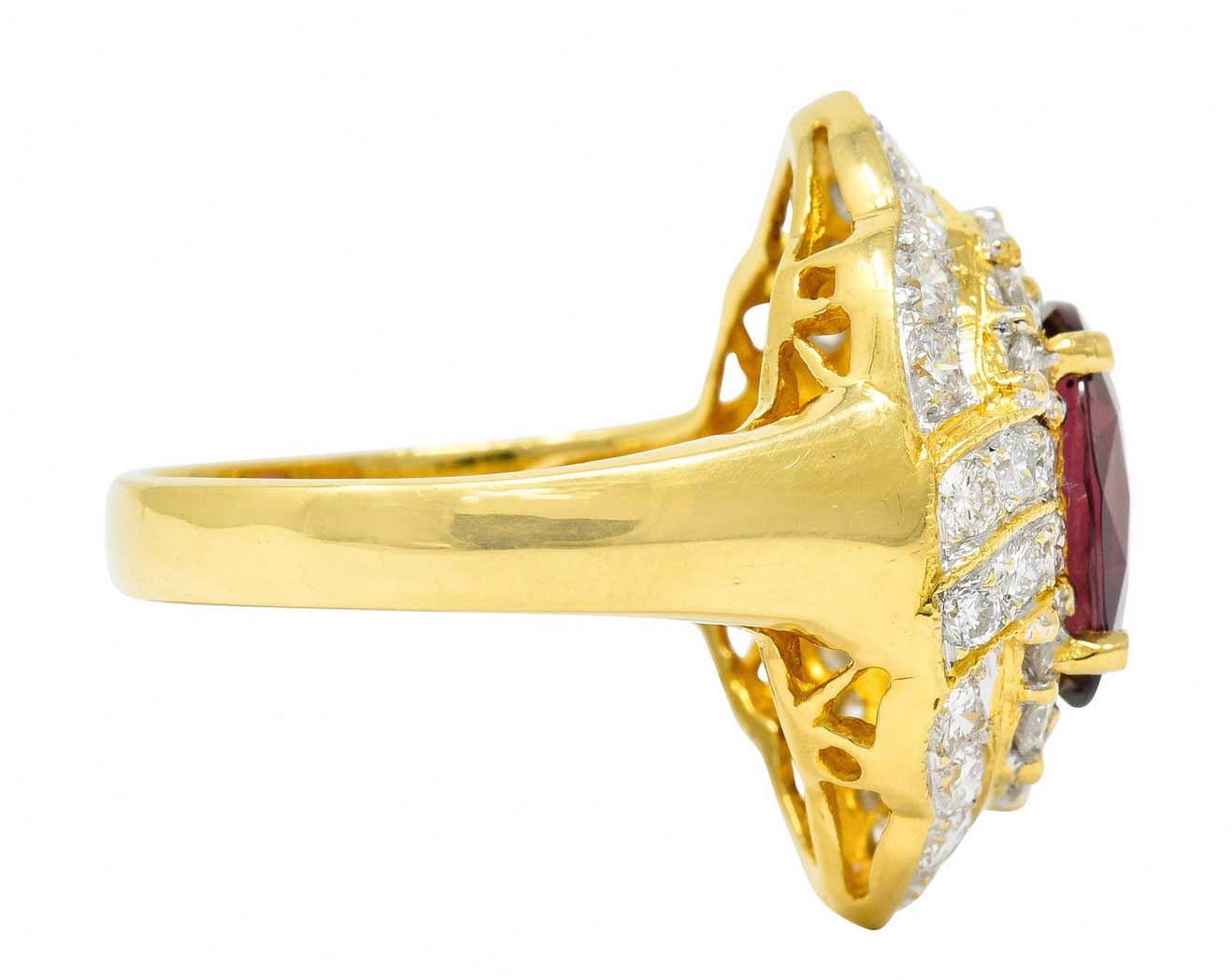 Vintage 4.88 Carat No Heat Spinel Diamond 18 Karat Gold Cluster Ring GIARing - Wilson's Estate Jewelry