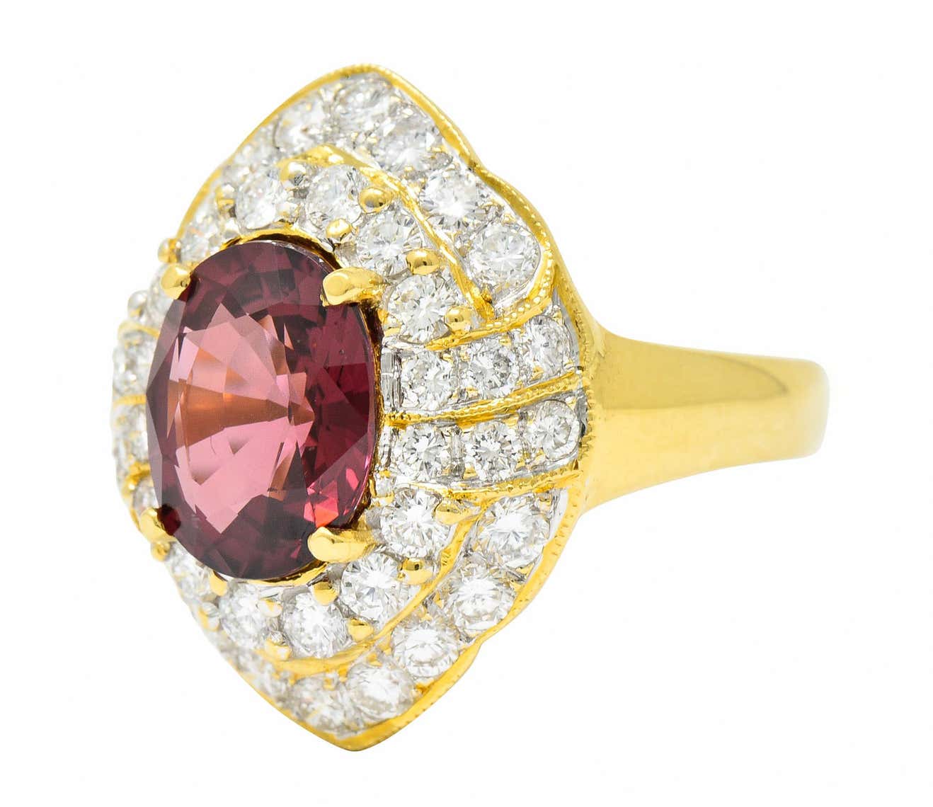 Vintage 4.88 Carat No Heat Spinel Diamond 18 Karat Gold Cluster Ring GIARing - Wilson's Estate Jewelry