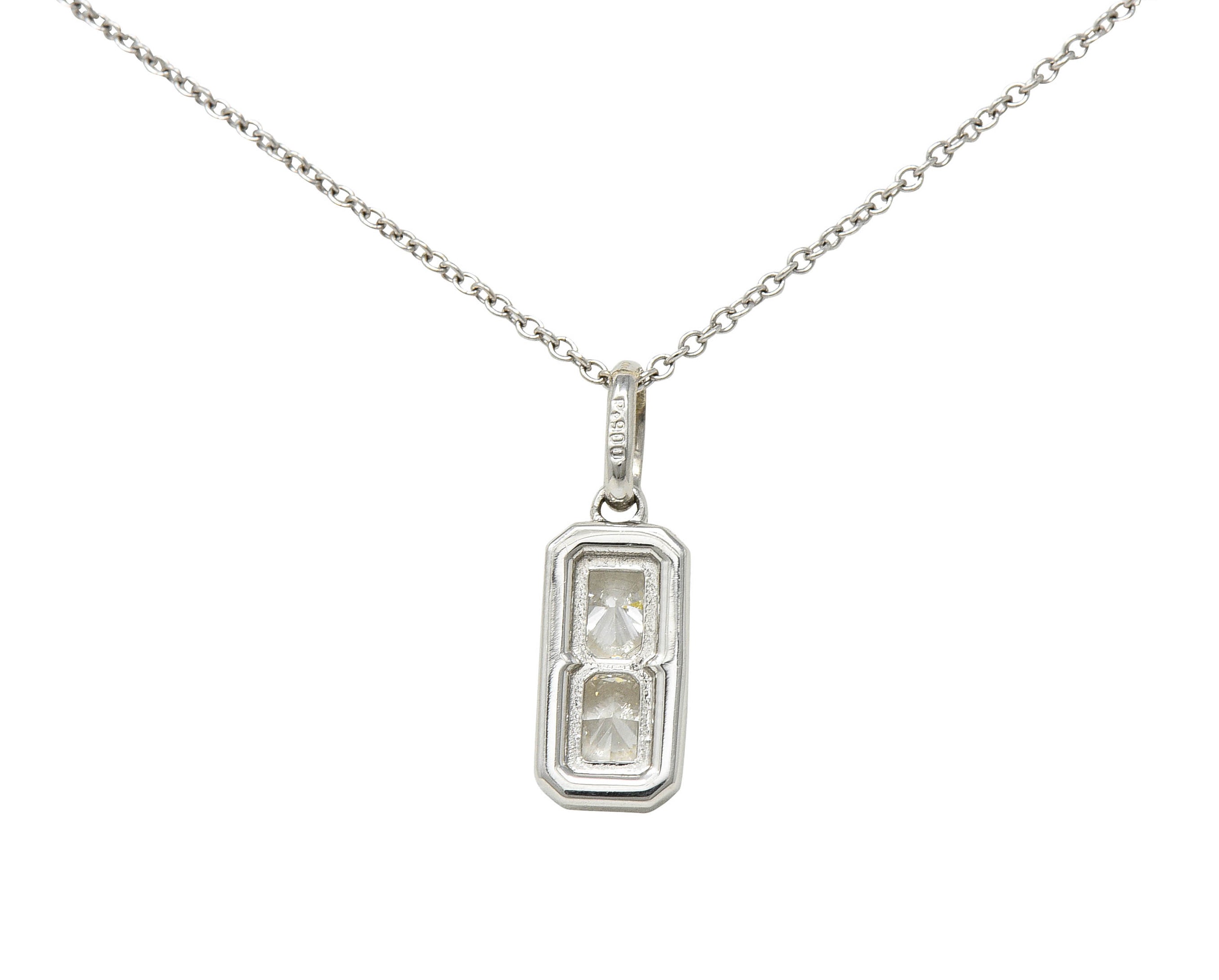 Modern 1.00 CTW Diamond Platinum 14 Karat White Gold Pendant NecklaceNecklace - Wilson's Estate Jewelry