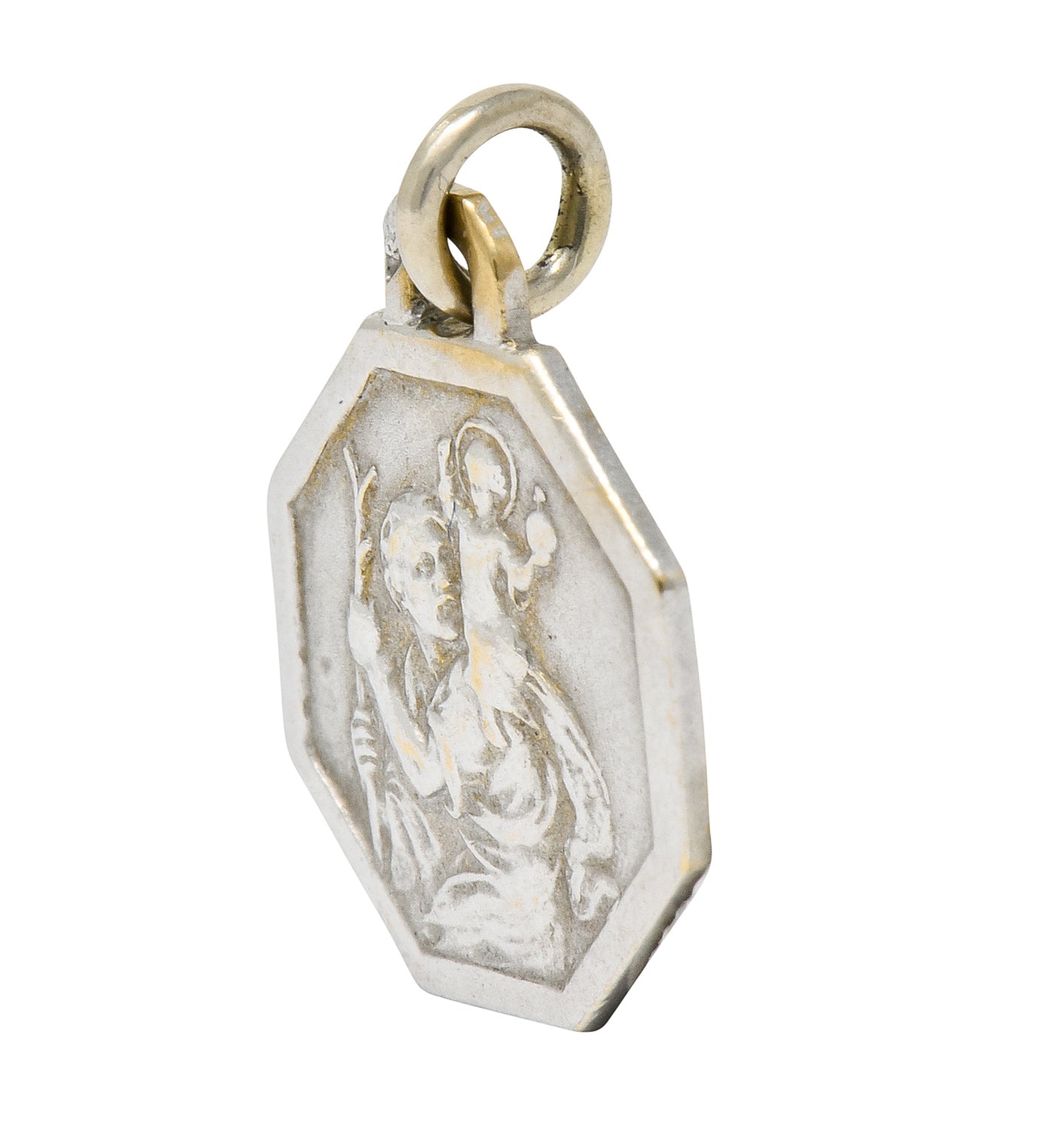 Art Deco French 18 Karat White Gold St. Christopher Charm - Wilson's Estate Jewelry