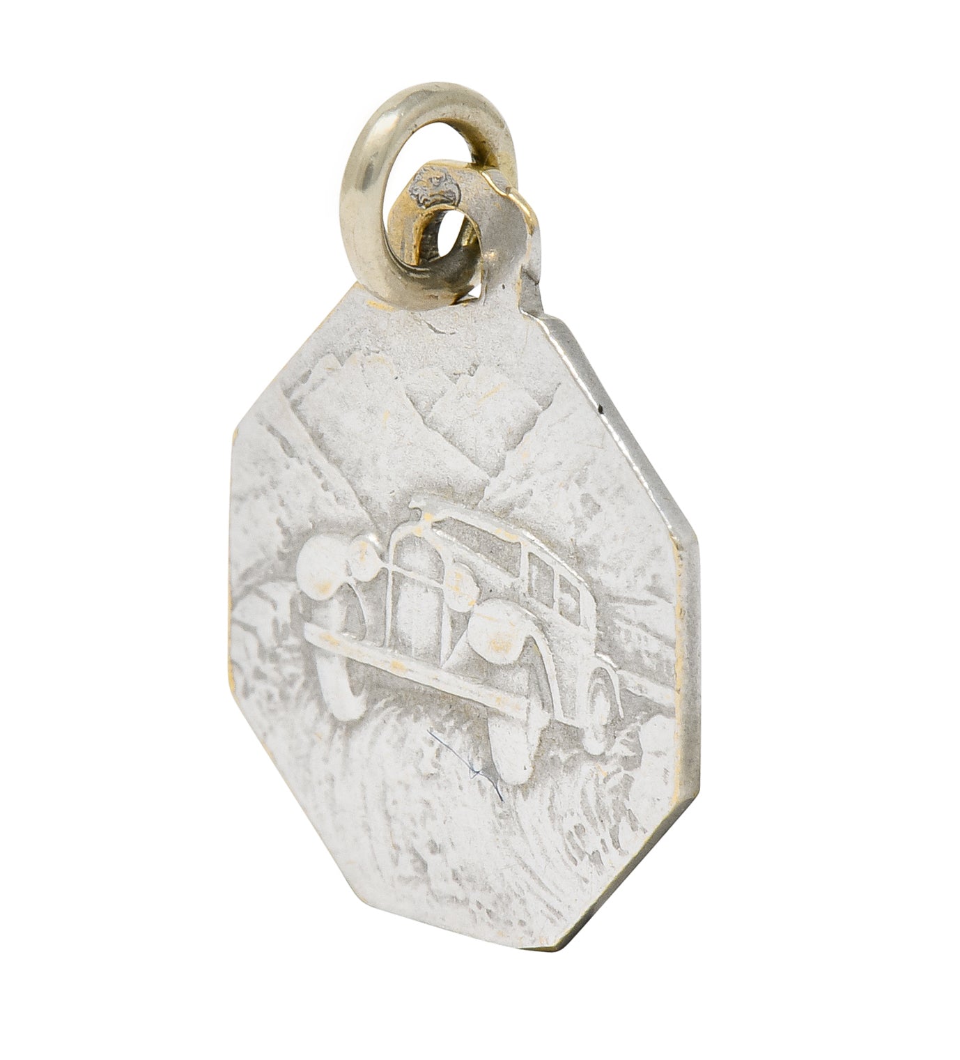 Art Deco French 18 Karat White Gold St. Christopher Charm - Wilson's Estate Jewelry