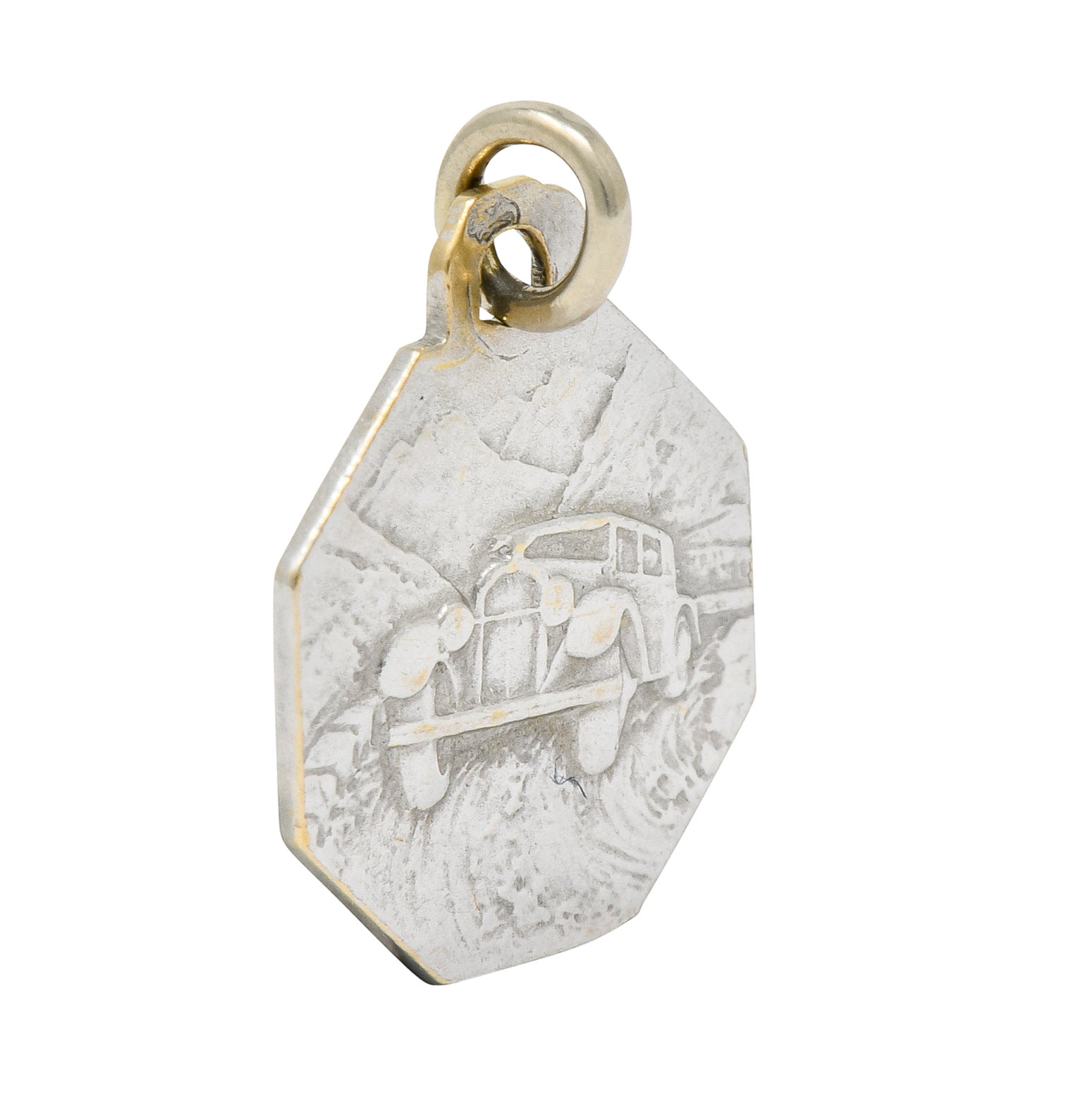 Art Deco French 18 Karat White Gold St. Christopher Charm - Wilson's Estate Jewelry