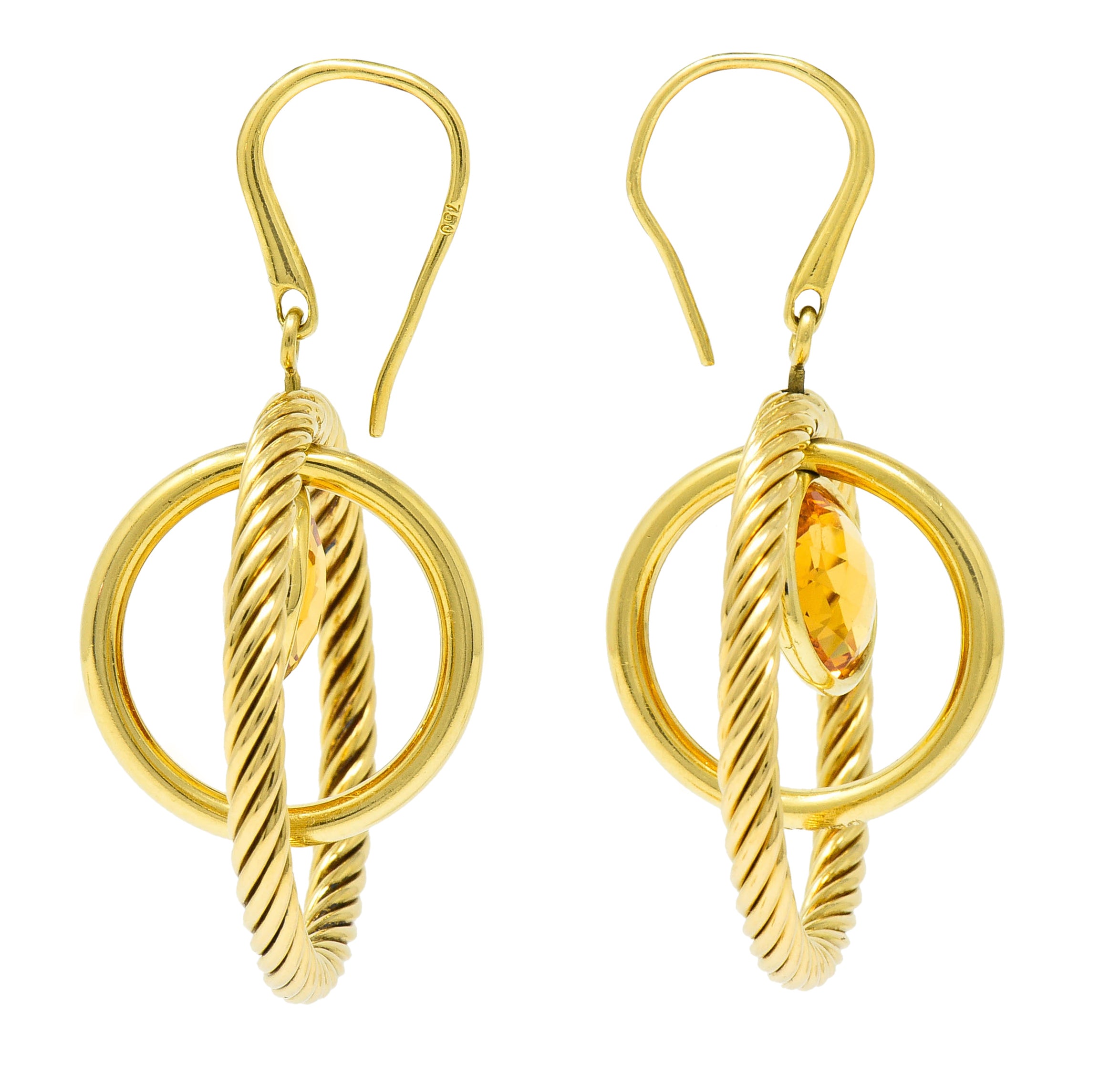 David Yurman Citrine 18 Karat Gold Mobile Drop EarringsEarrings - Wilson's Estate Jewelry