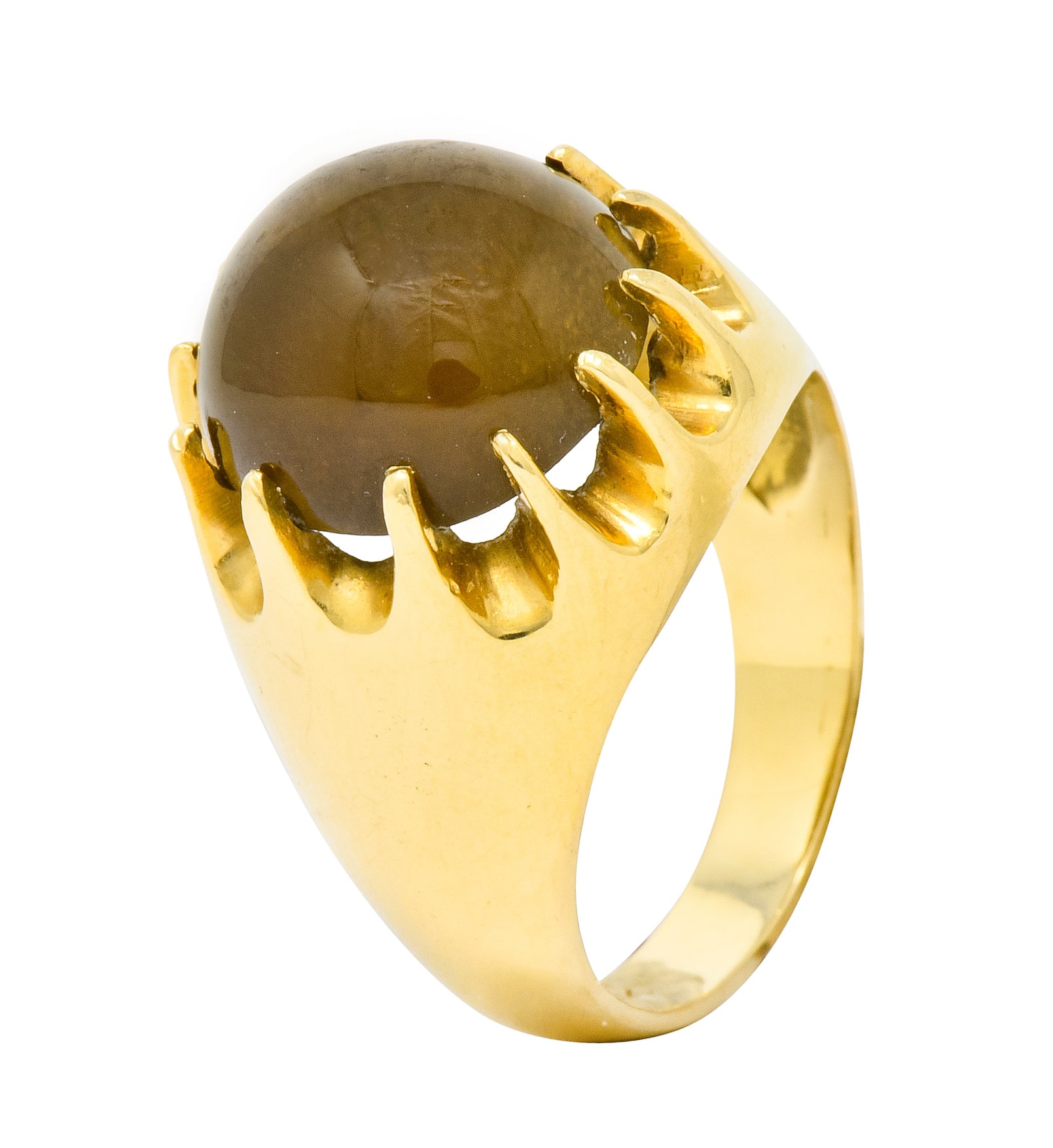 1960's Vintage Star Quartz 18 Karat Gold Belcher Set Statement Ring - Wilson's Estate Jewelry