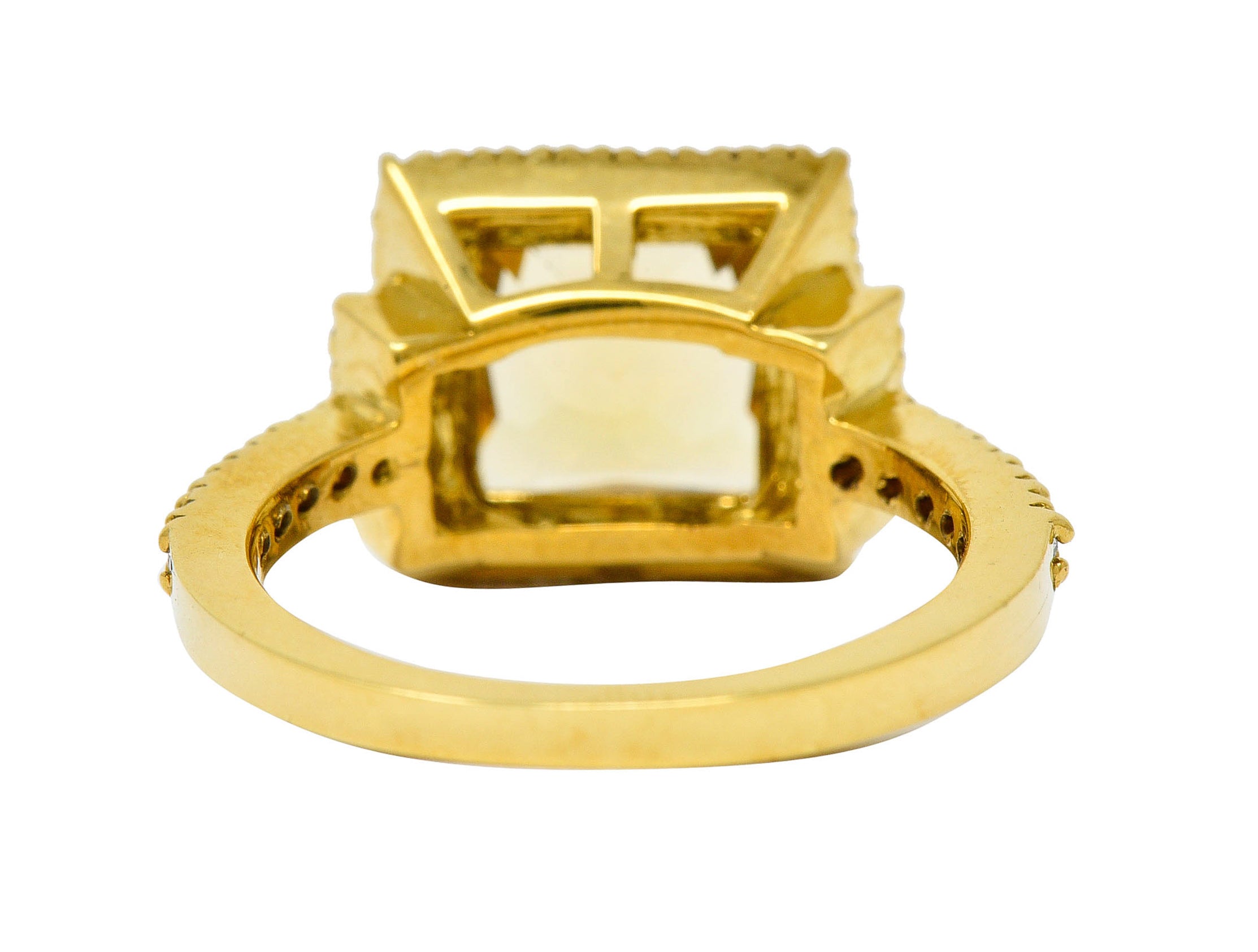 Heliodor Golden Beryl Diamond Halo 18 Karat Gold Gemstone RingRing - Wilson's Estate Jewelry