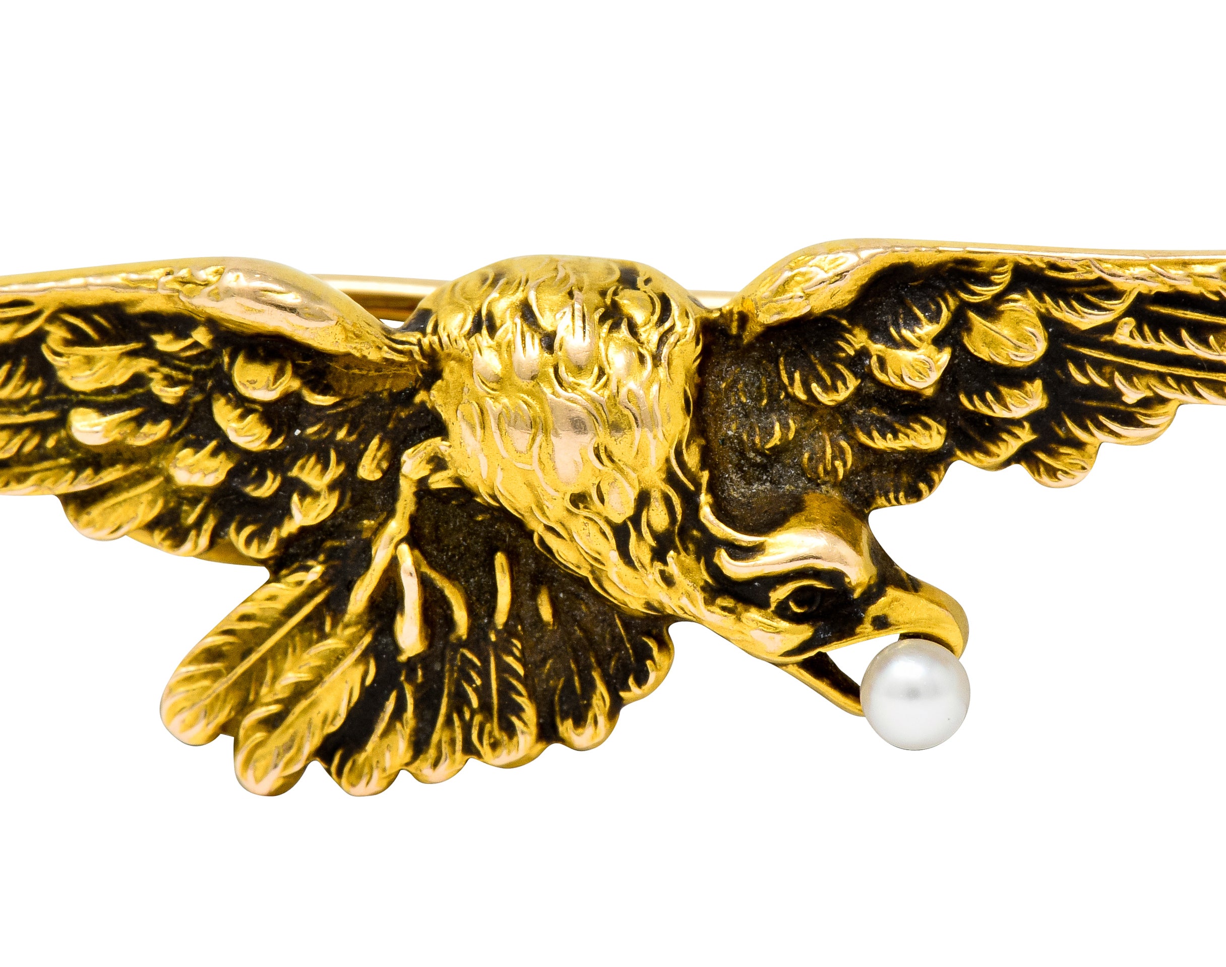 Wordley Allsopp & Bliss Art Nouveau Pearl 14 Karat Gold Eagle Brooch - Wilson's Estate Jewelry