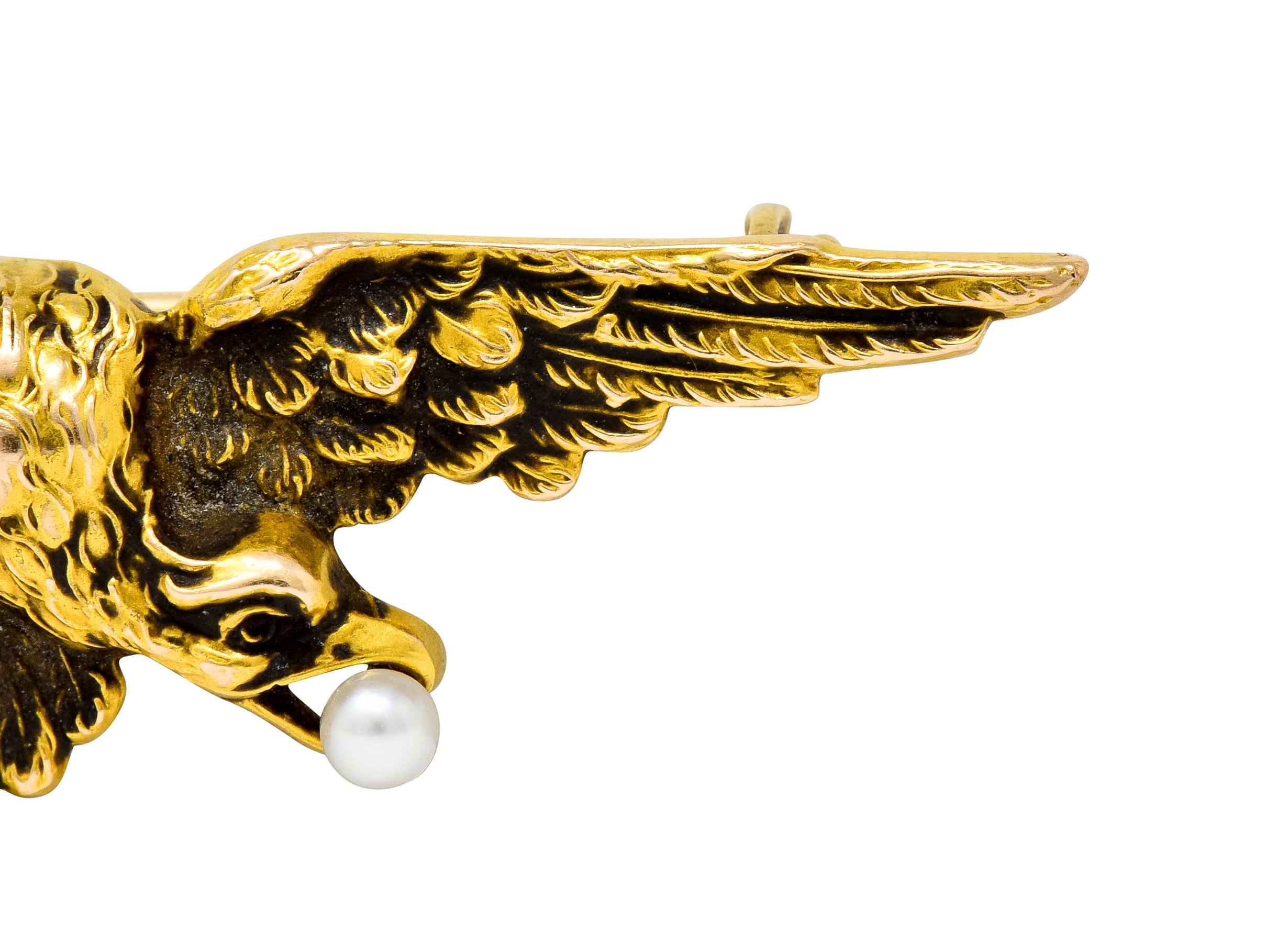 Wordley Allsopp & Bliss Art Nouveau Pearl 14 Karat Gold Eagle Brooch - Wilson's Estate Jewelry