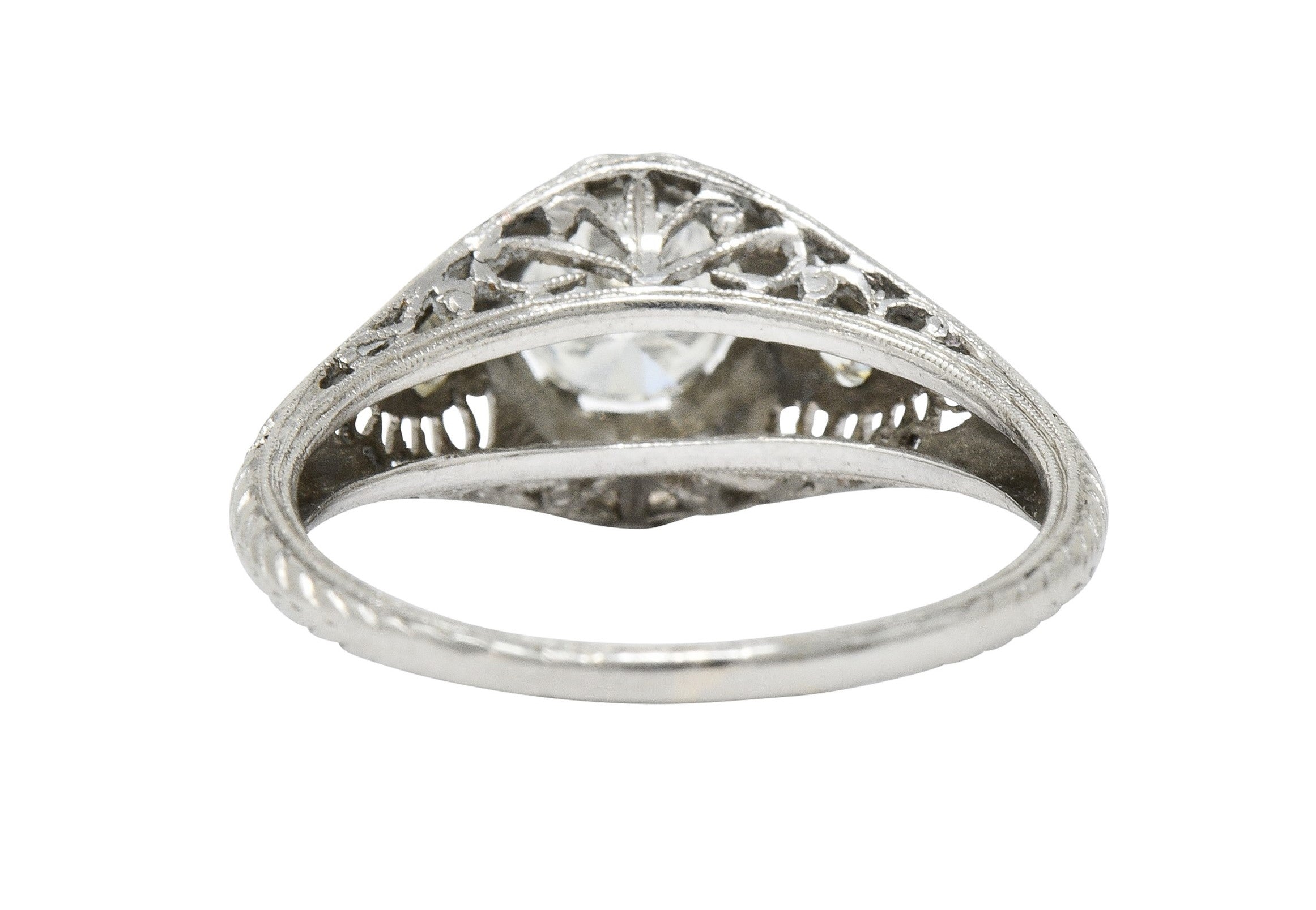 Edwardian 0.60 CTW Diamond Platinum Filigree Engagement RingRing - Wilson's Estate Jewelry