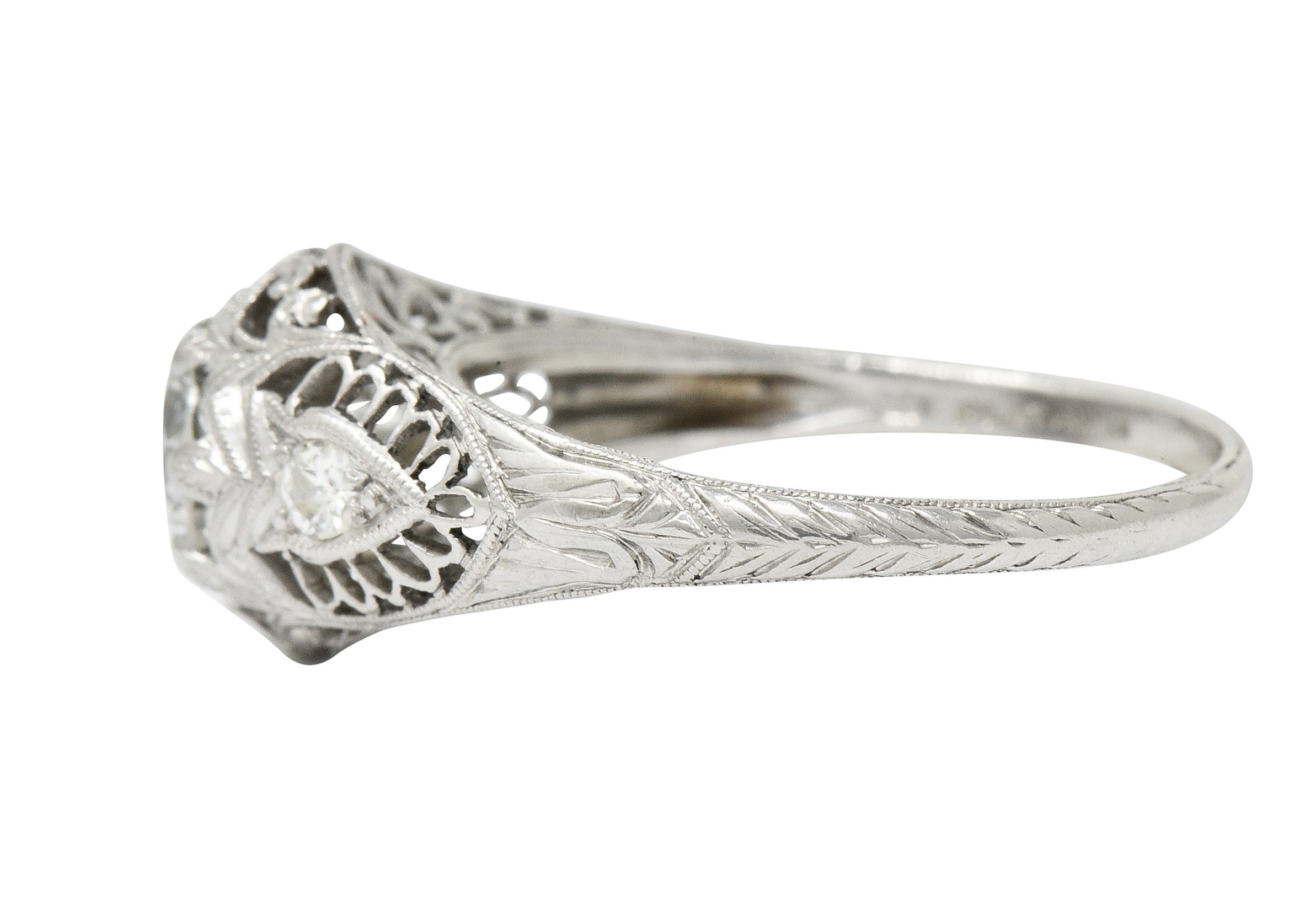 Edwardian 0.60 CTW Diamond Platinum Filigree Engagement RingRing - Wilson's Estate Jewelry