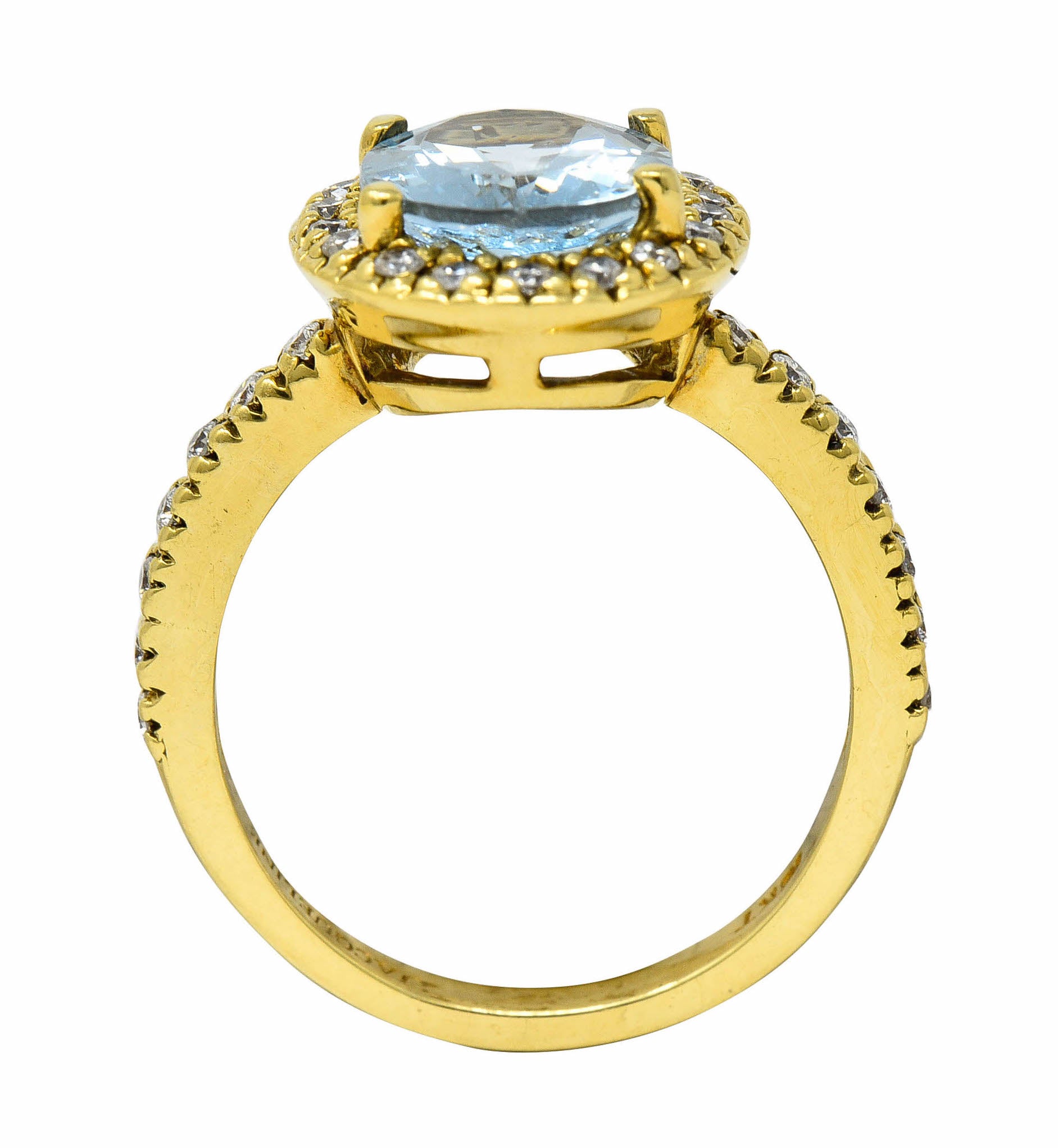 Lovely 2.73 CTW Aquamarine Diamond 18 Karat Gold Gemstone RingRing - Wilson's Estate Jewelry