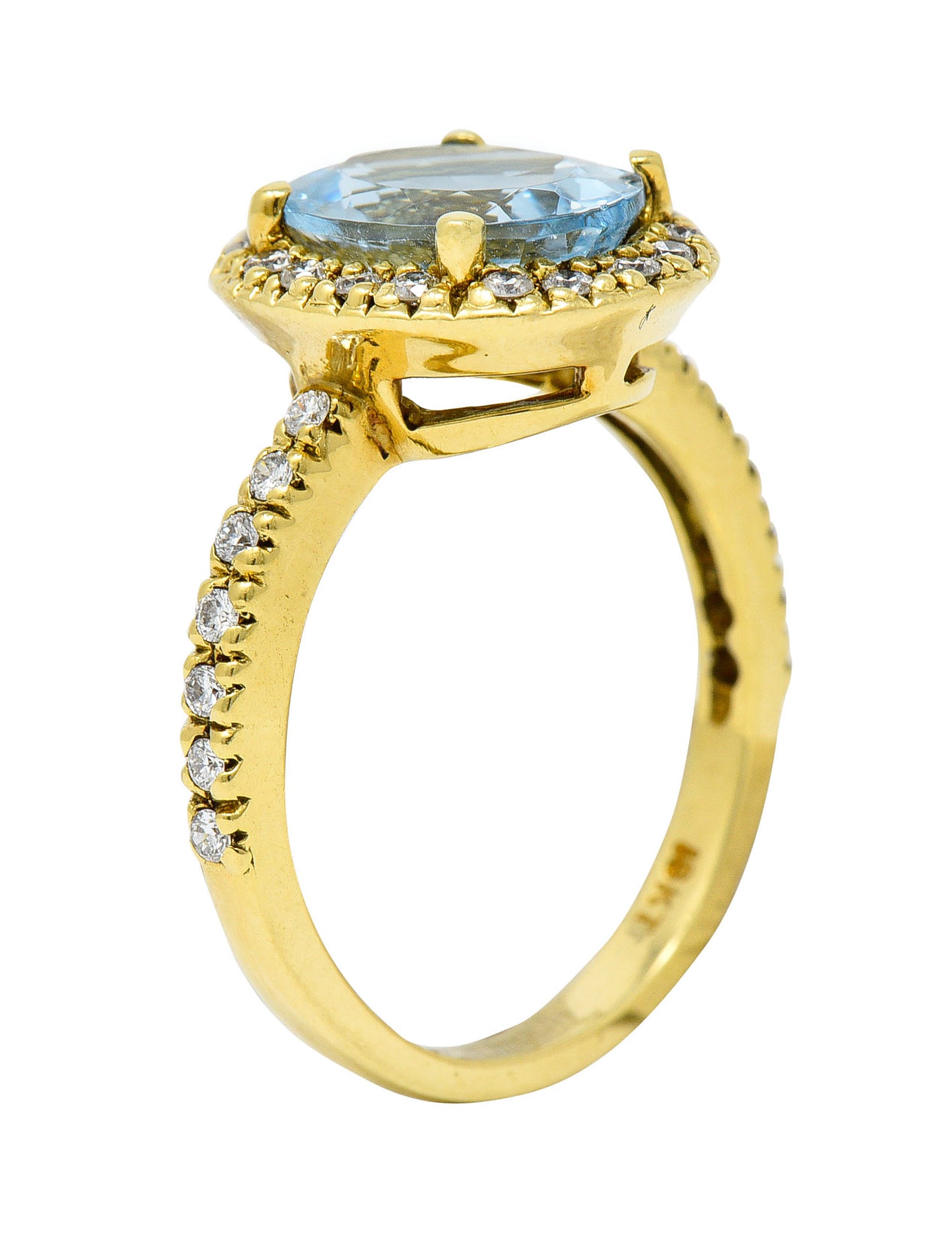 Lovely 2.73 CTW Aquamarine Diamond 18 Karat Gold Gemstone RingRing - Wilson's Estate Jewelry