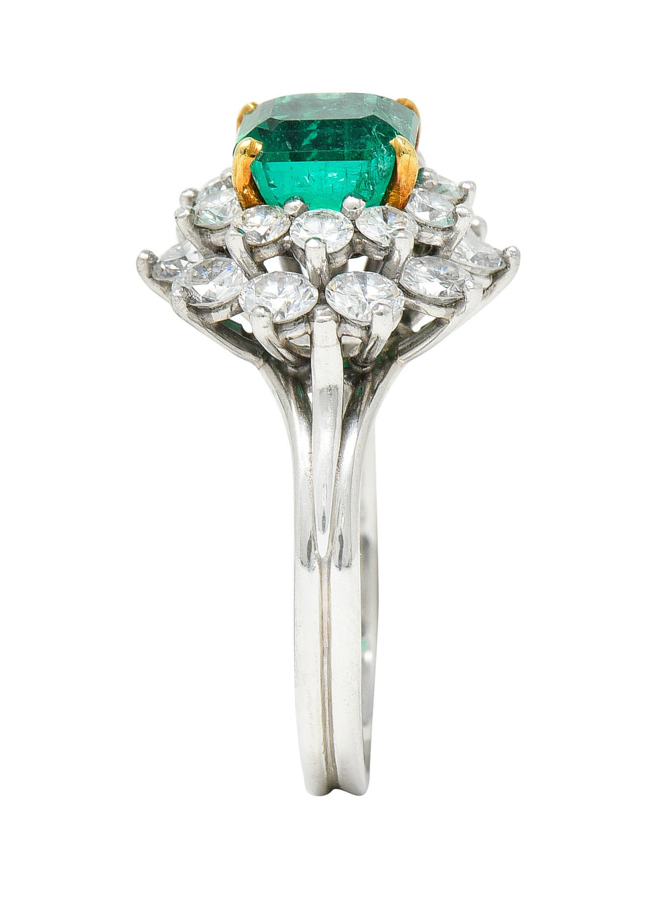 1950's Tiffany & Co. 2.45 CTW Emerald Diamond Platinum Cluster RingRing - Wilson's Estate Jewelry