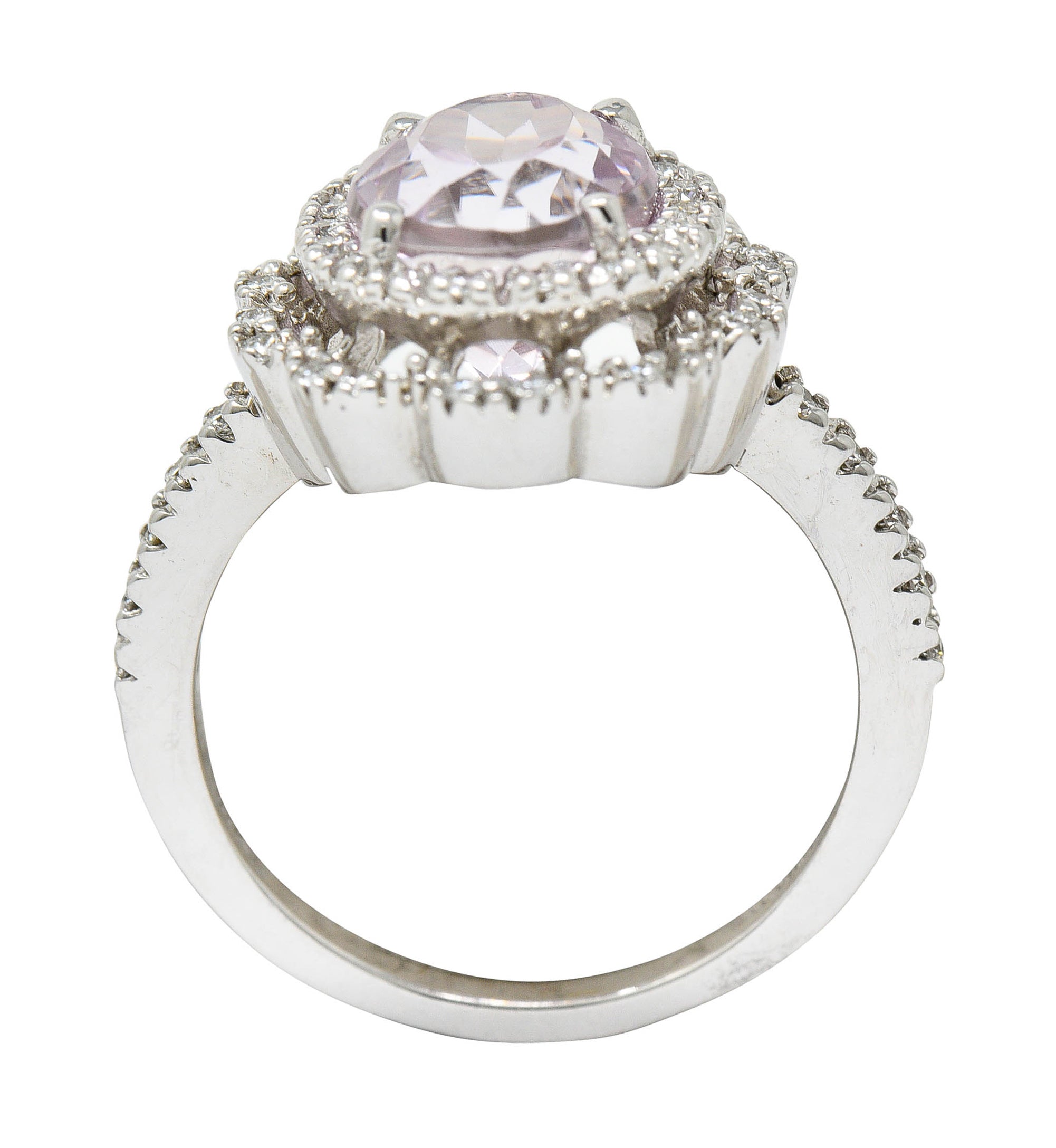 Brilliant Kunzite Diamond 18 Karat White Gold Floral Cluster RingRing - Wilson's Estate Jewelry