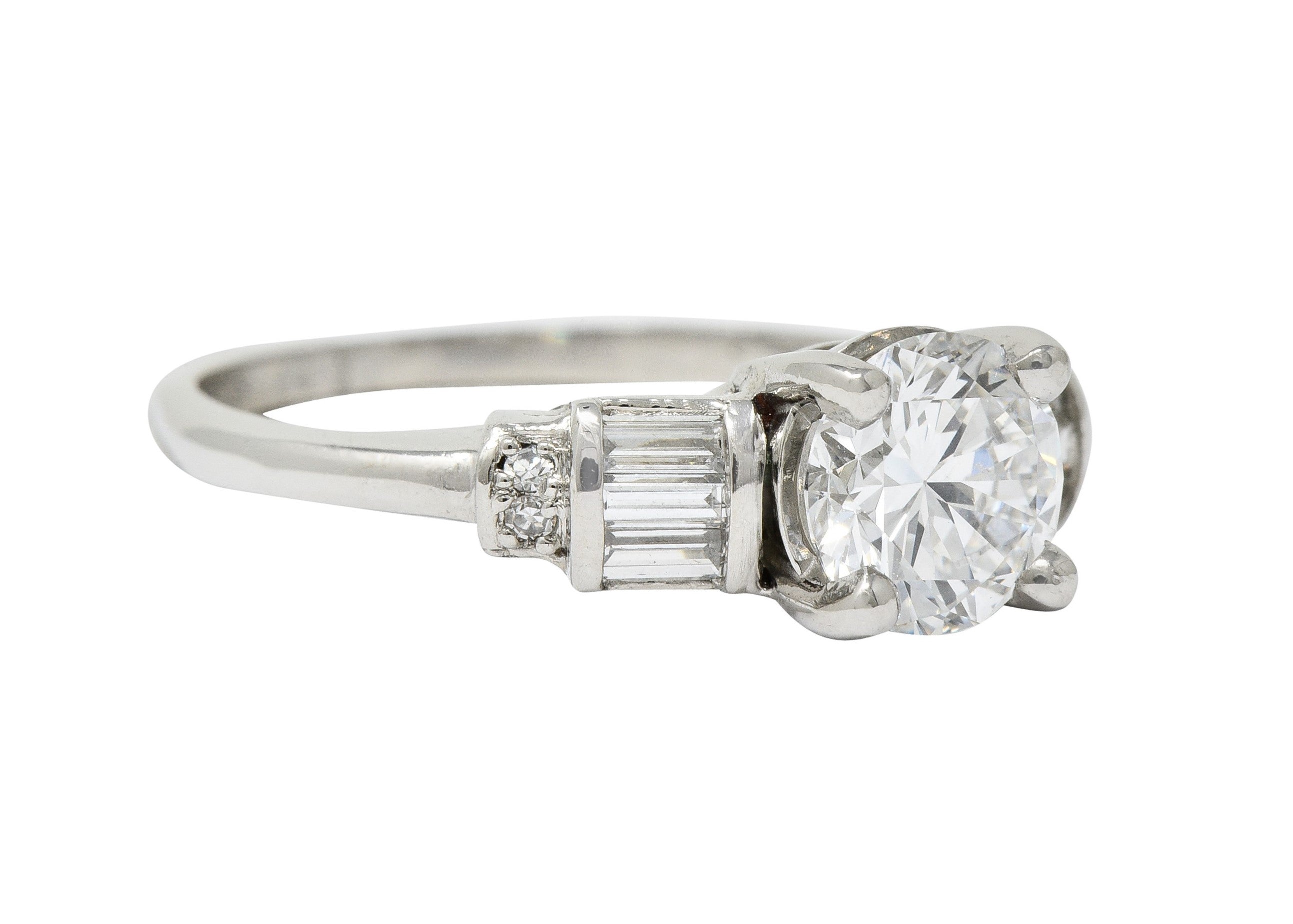 1950’s 1.32 CTW Diamond Platinum Engagement Ring GIA Circa 1950Ring - Wilson's Estate Jewelry