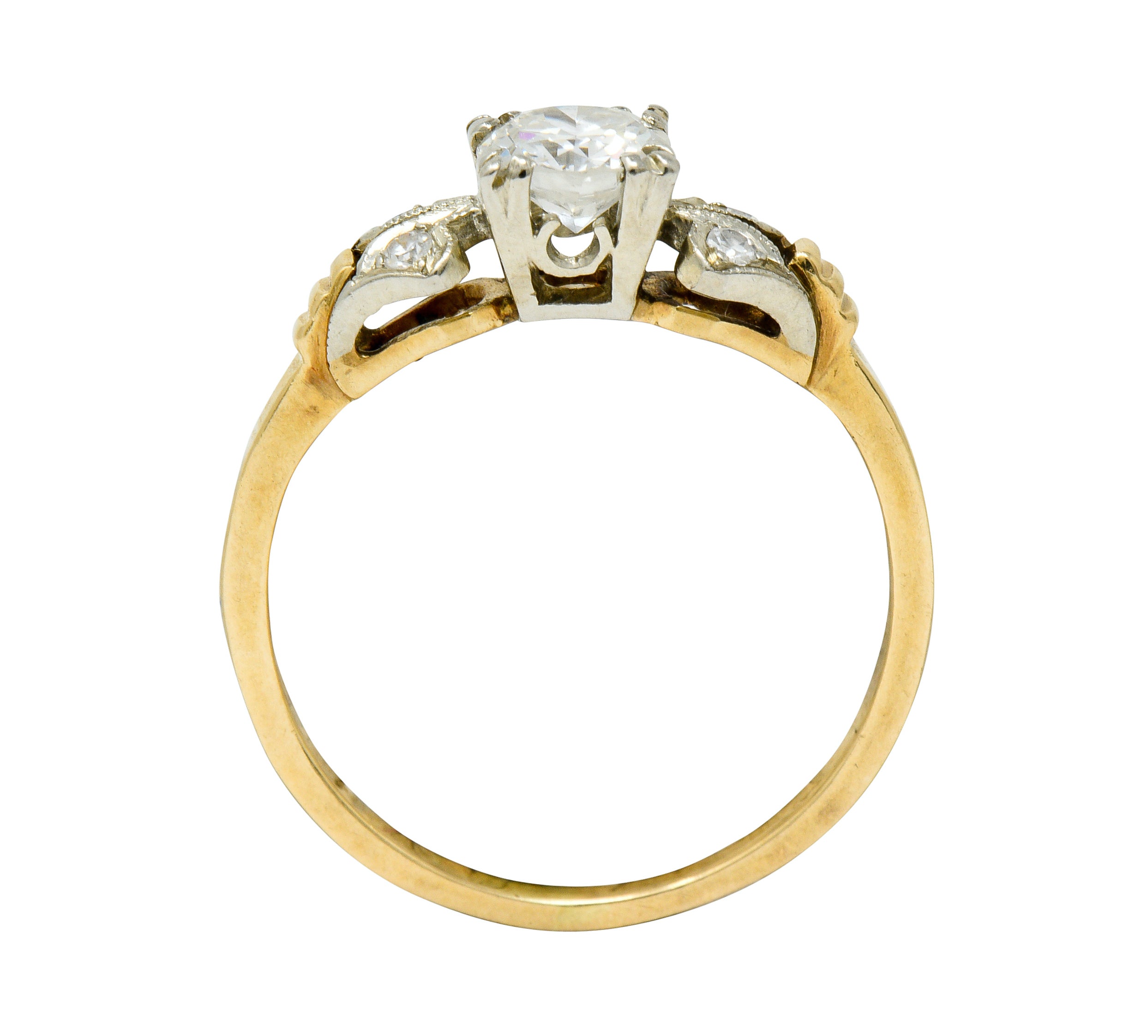 Retro 0.51 CTW Diamond 14 Karat Two-Tone Gold Engagement RingRing - Wilson's Estate Jewelry