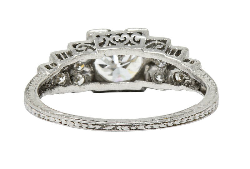 Art Deco 0.95 CTW Diamond Platinum Heart Engagement RingRing - Wilson's Estate Jewelry