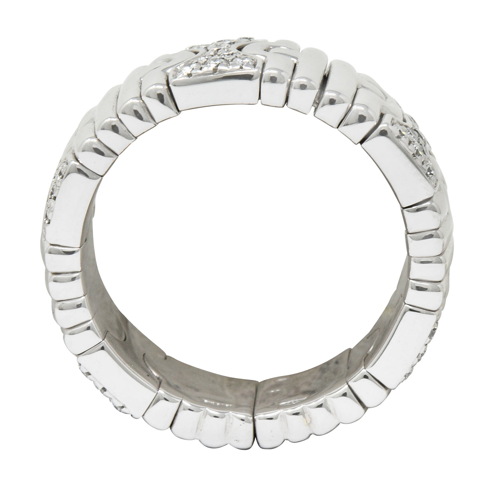 Bulgari Diamond 18 Karat White Gold Parentesi Band Ring Circa 1990Ring - Wilson's Estate Jewelry