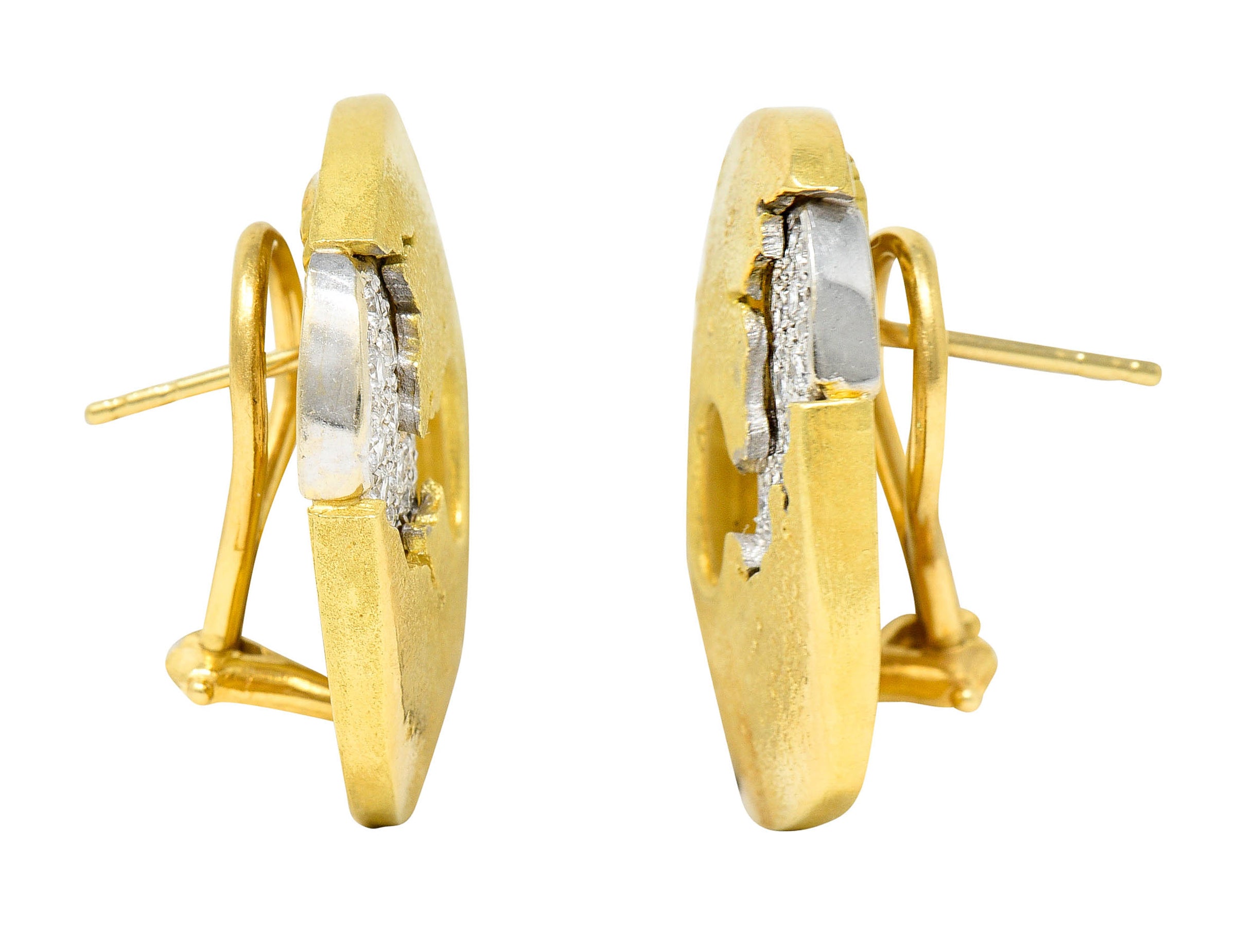 Yves Kamioner 0.50 CTW Diamond 18 Karat Two-Tone Gold Cushion EarringsEarrings - Wilson's Estate Jewelry